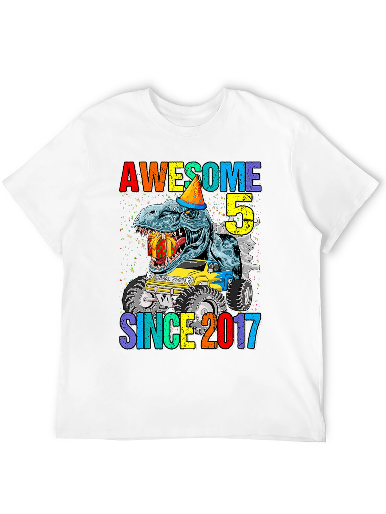 Awesome 5 Since 2017 T-Rex Birthday T-Shirt