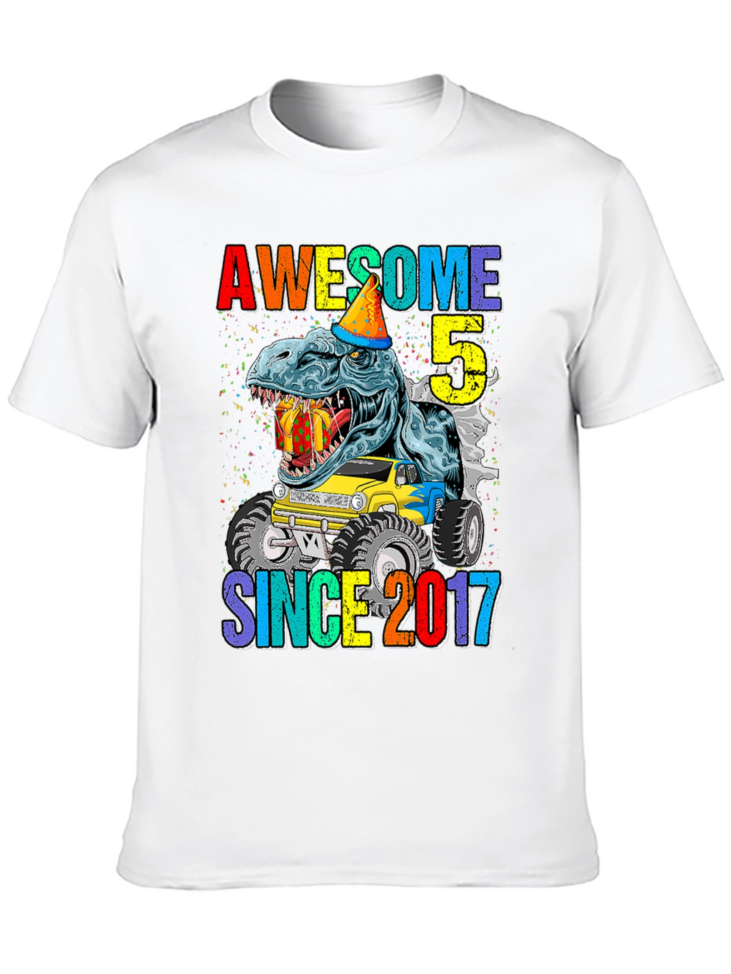 Awesome 5 Since 2017 T-Rex Birthday T-Shirt