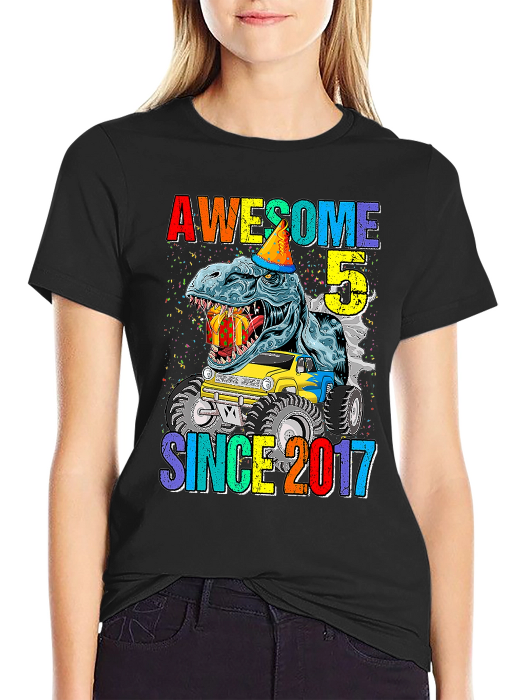 Awesome 5 Since 2017 T-Rex Birthday T-Shirt