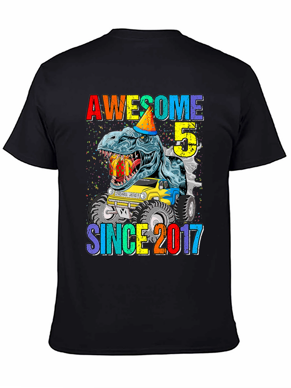 Awesome 5 Since 2017 T-Rex Birthday T-Shirt