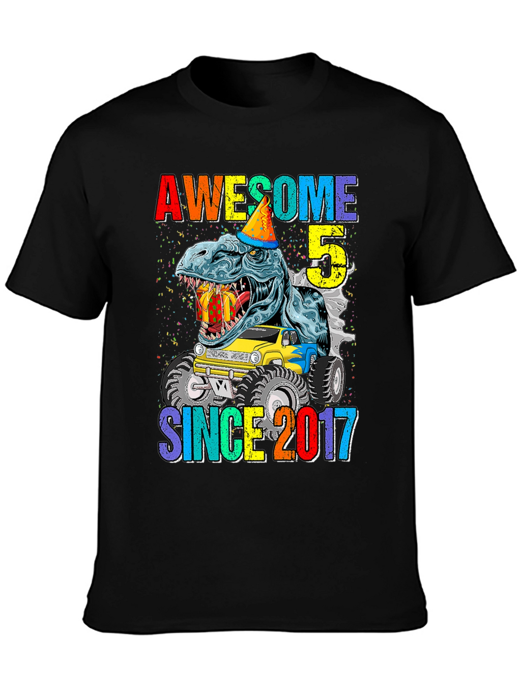Awesome 5 Since 2017 T-Rex Birthday T-Shirt