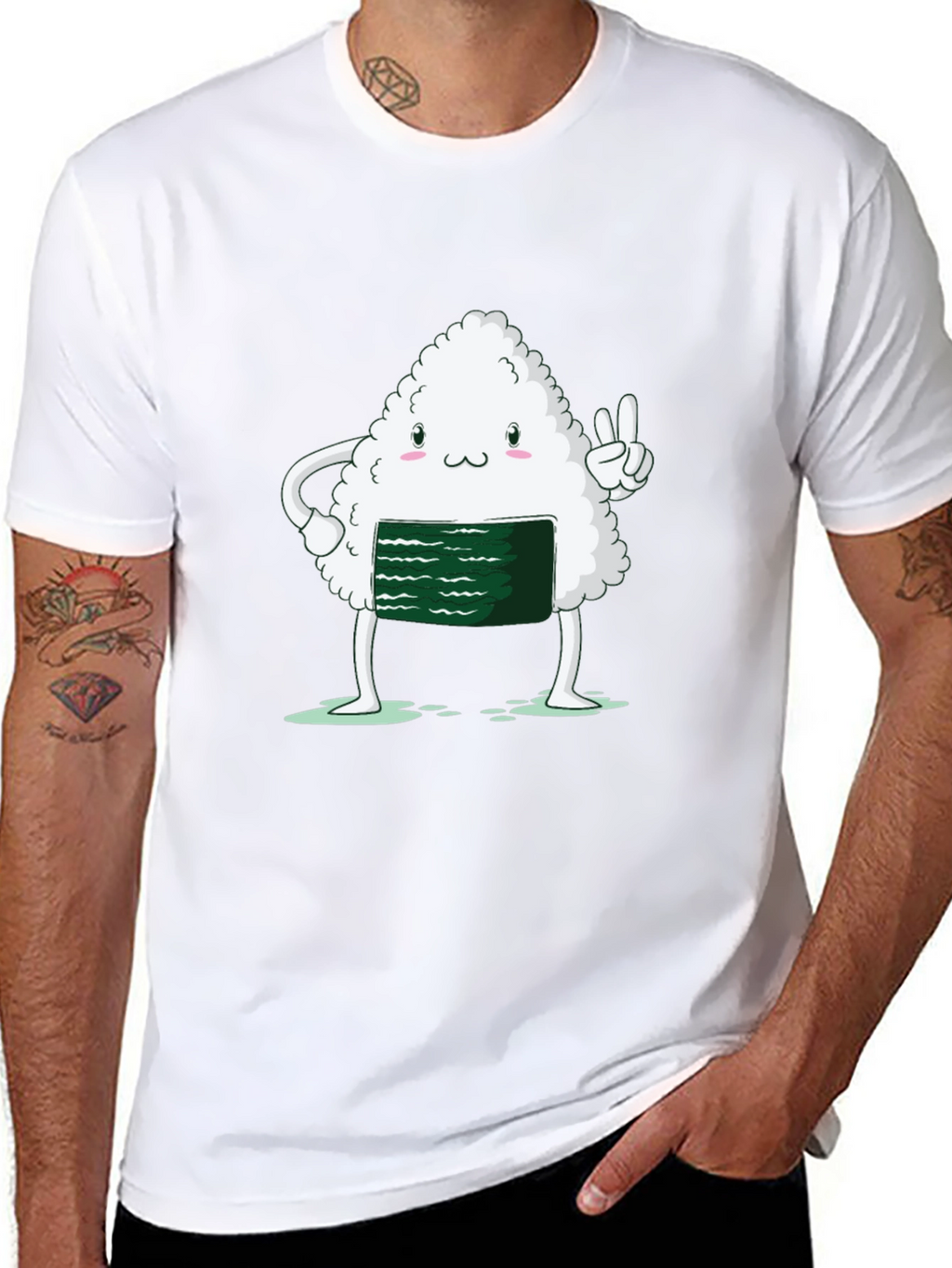 Sushi Peace Sign Black T-Shirt