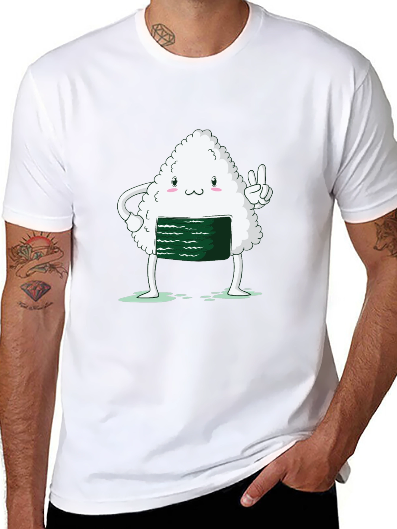 Sushi Peace Sign Black T-Shirt