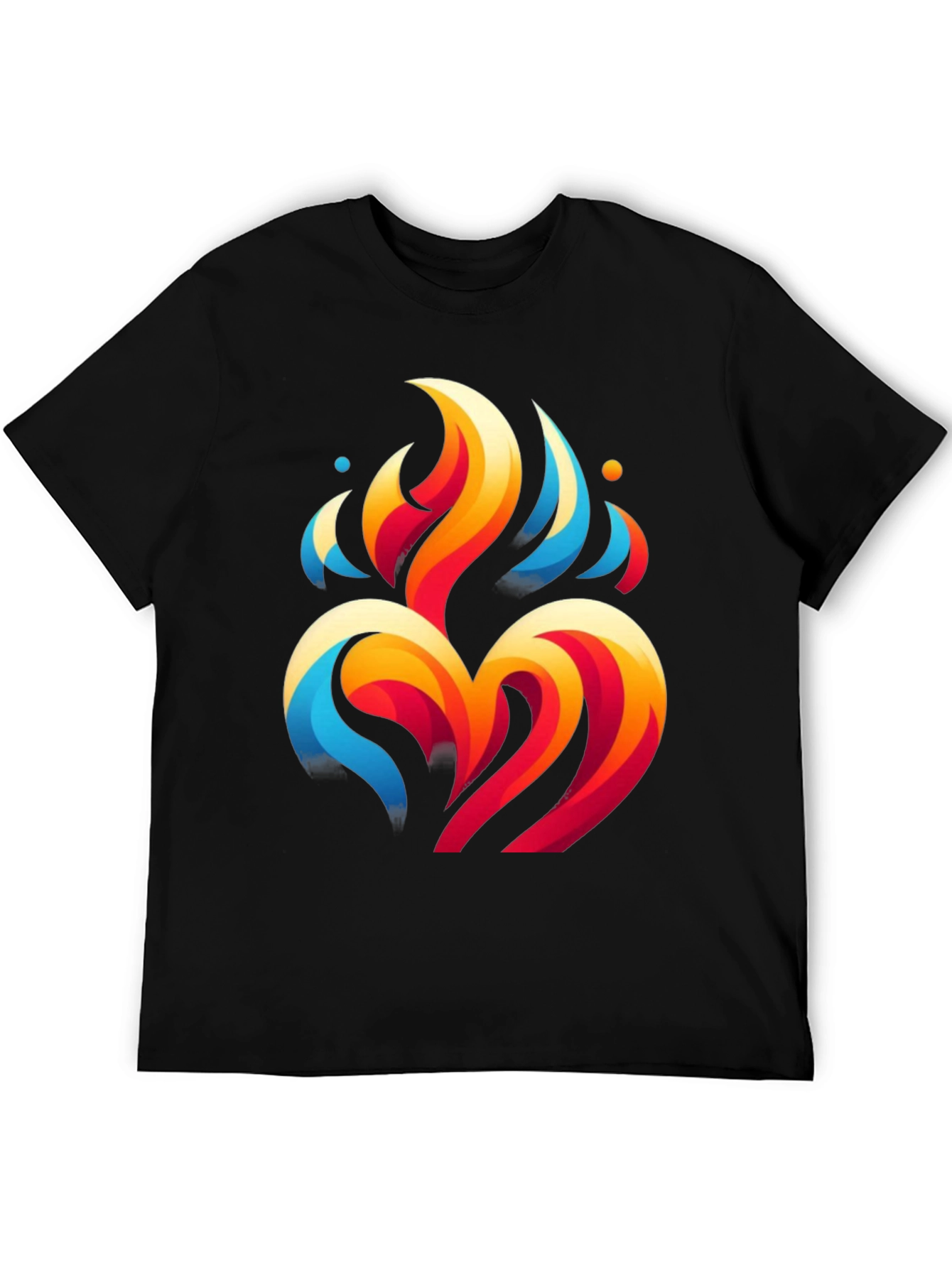 Abstract Flame Heart Black Graphic Tee