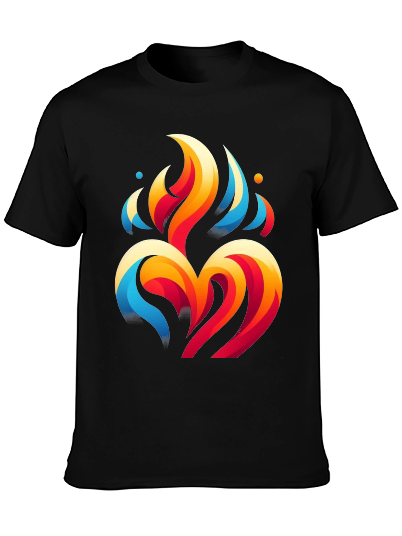 Abstract Flame Heart Black Graphic Tee