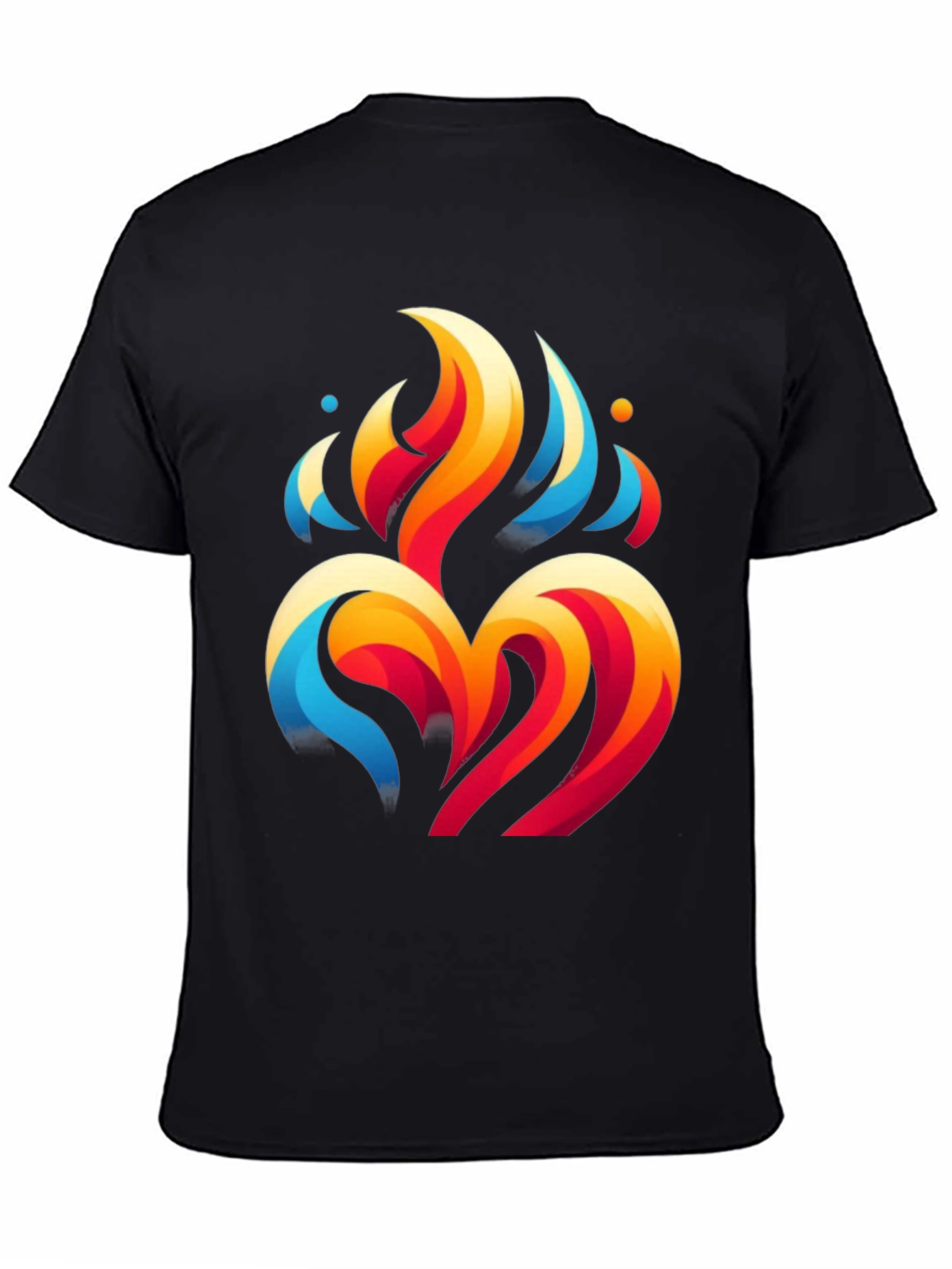 Abstract Flame Heart Black Graphic Tee