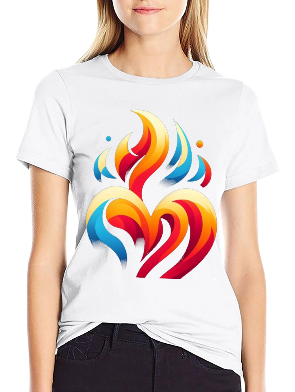 Abstract Flame Heart Black Graphic Tee