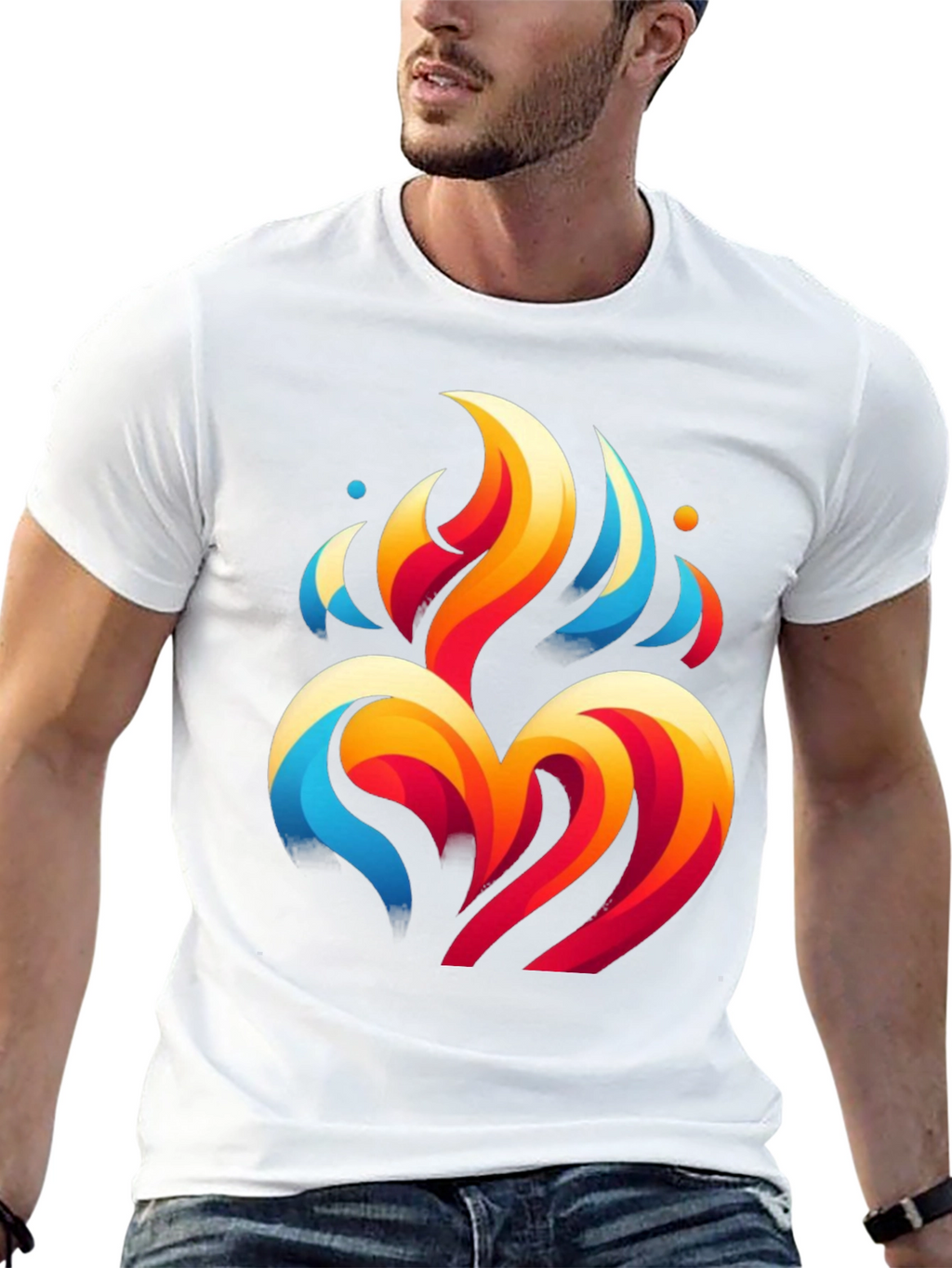 Abstract Flame Heart Black Graphic Tee