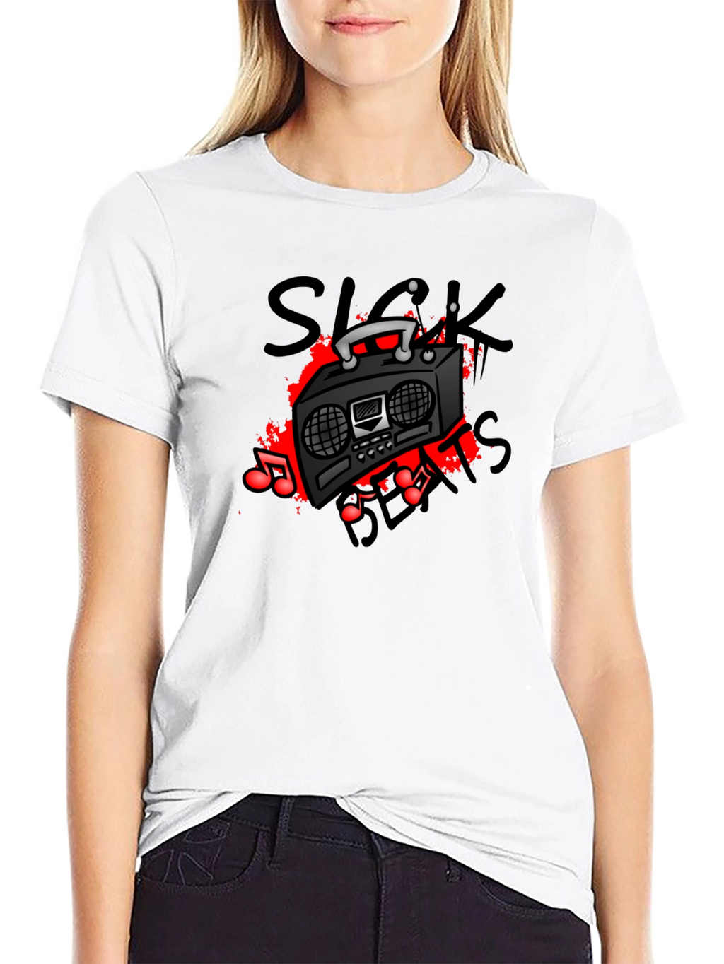 Sick Beats Graphic Tee - Cool Boombox Design