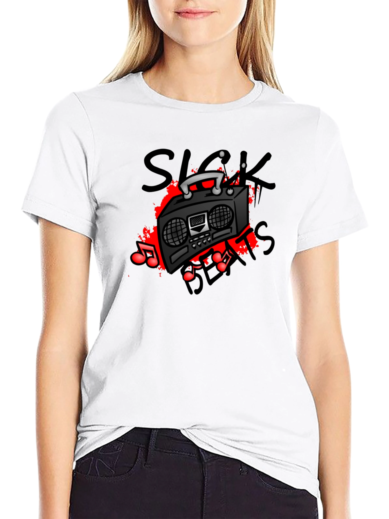 Sick Beats Graphic Tee - Cool Boombox Design