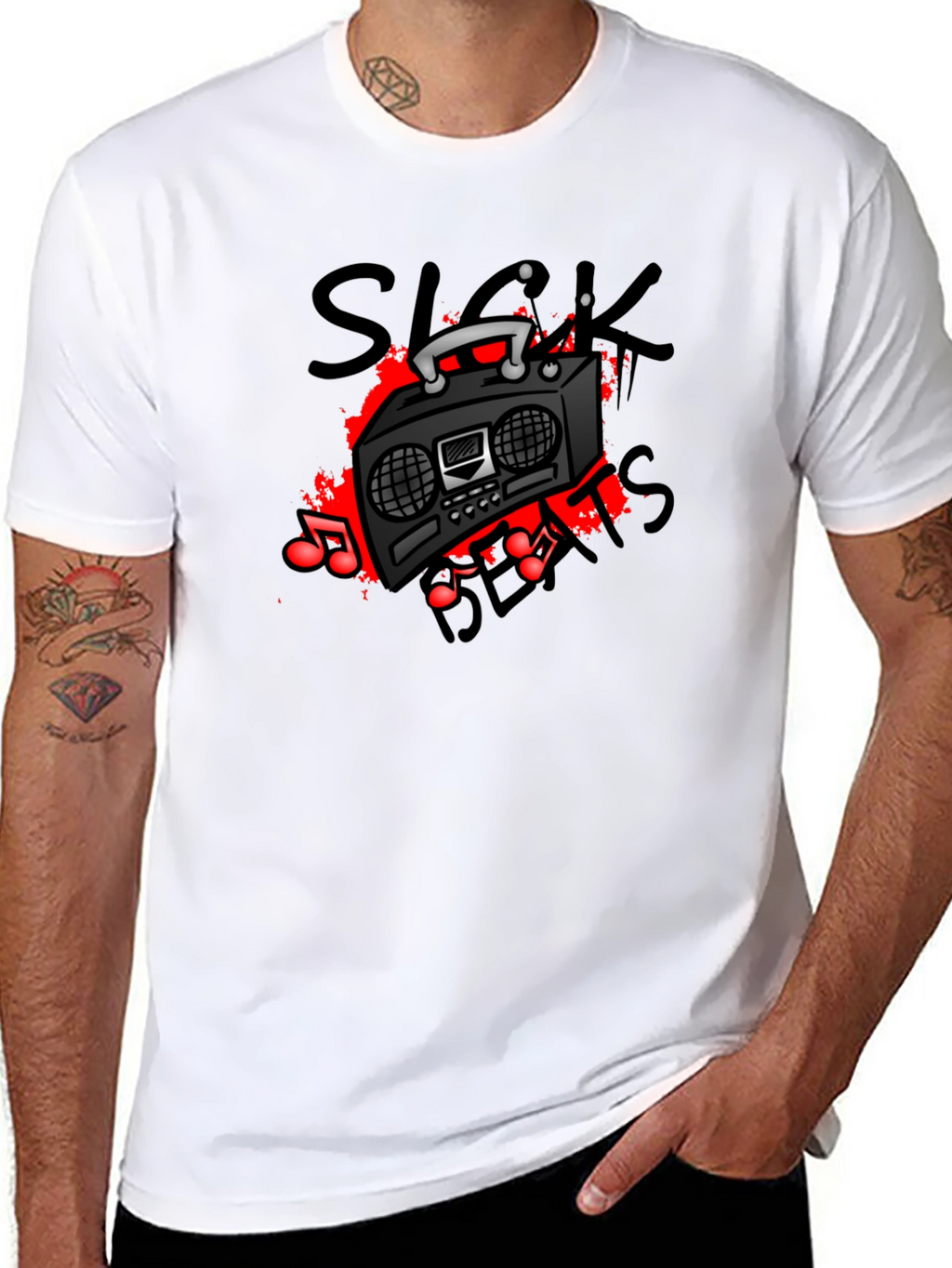 Sick Beats Graphic Tee - Cool Boombox Design