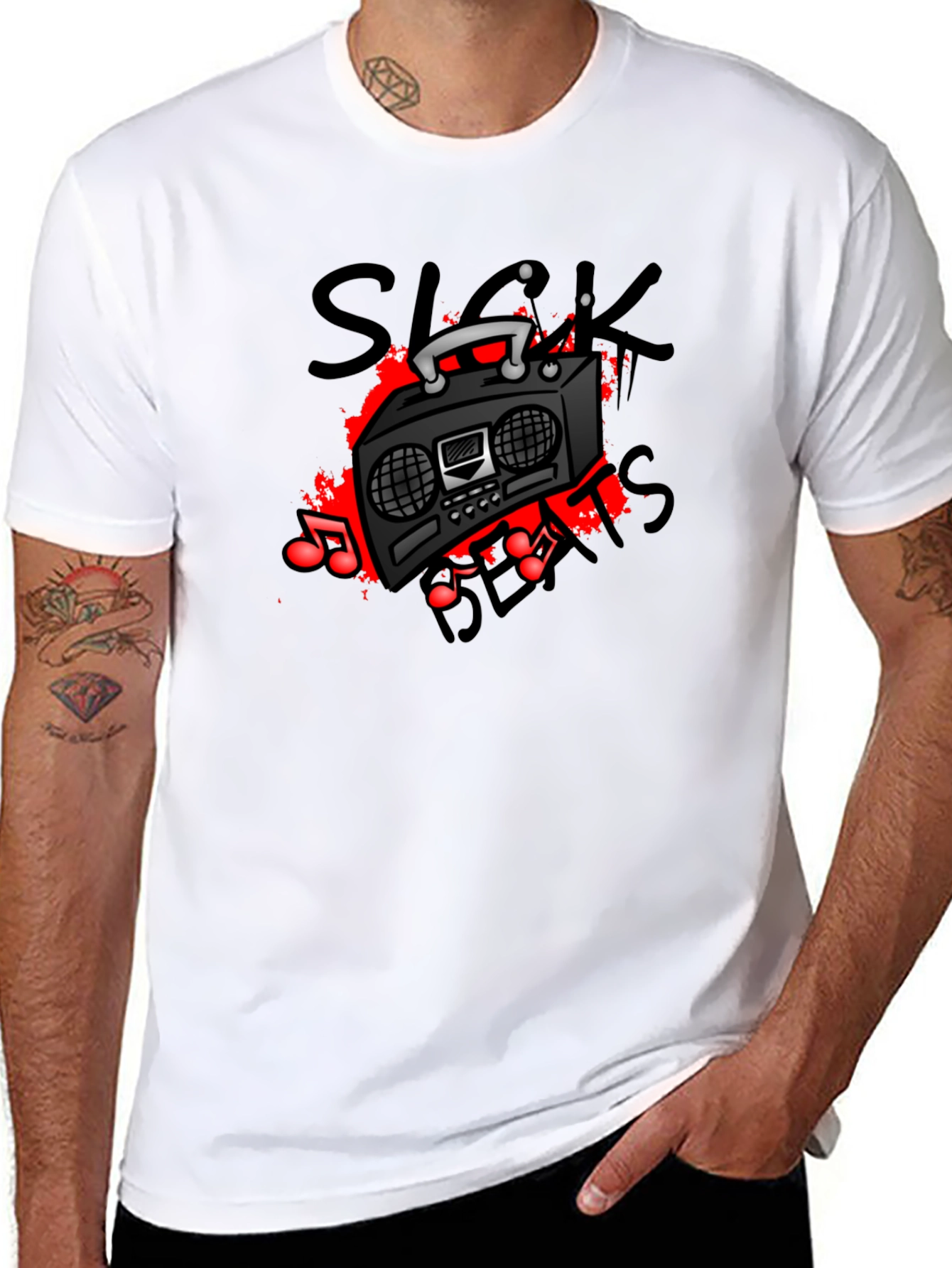 Sick Beats Graphic Tee - Cool Boombox Design