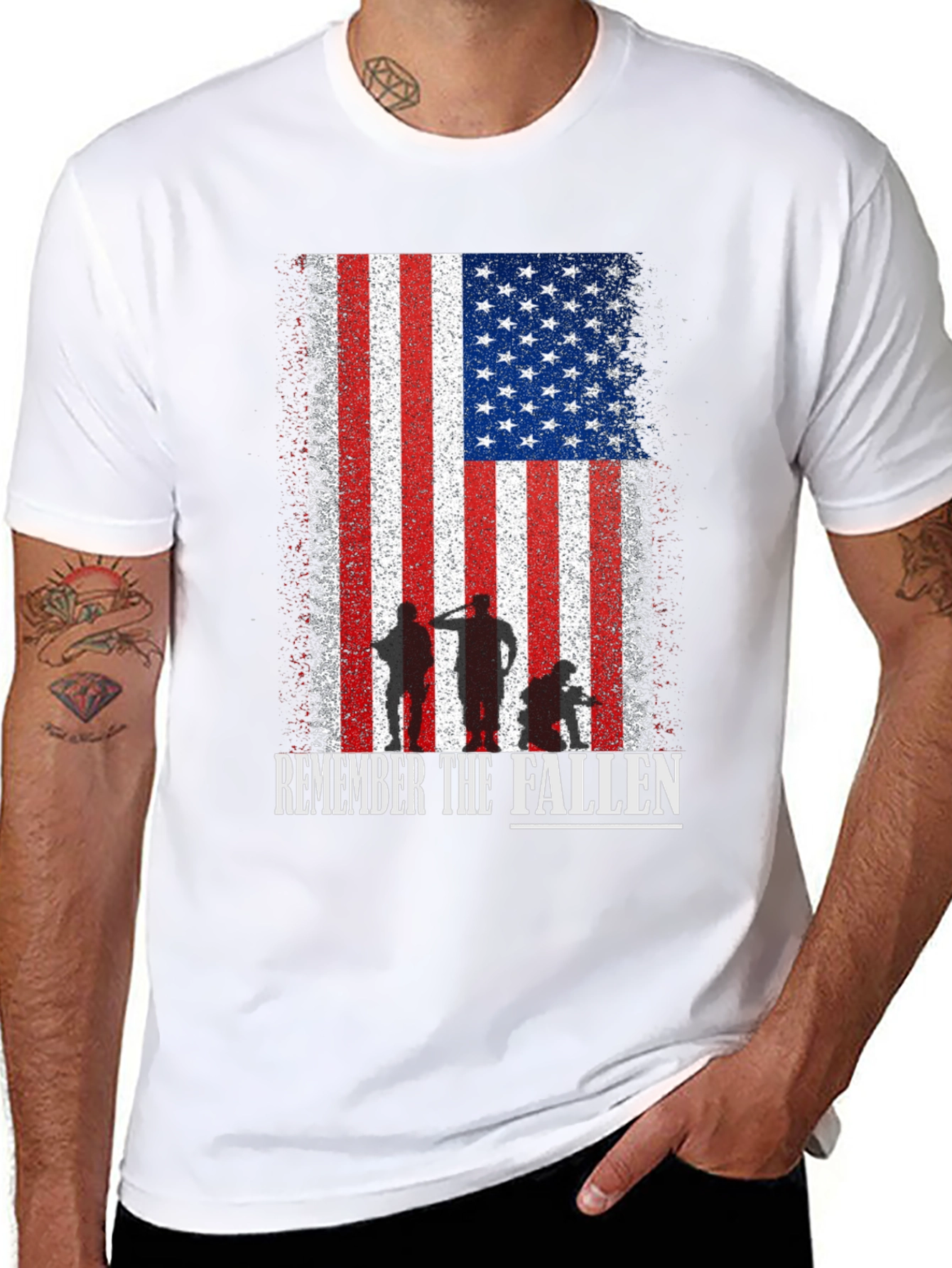 Remember The Fallen American Flag Graphic T-Shirt
