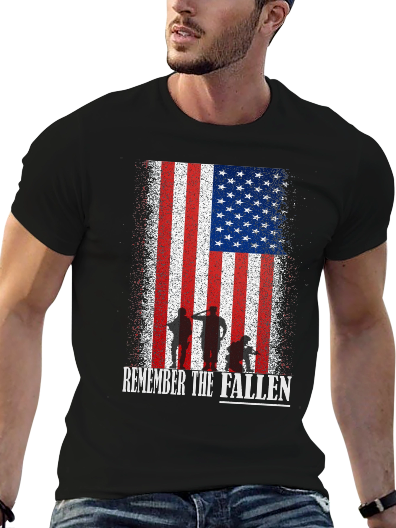 Remember The Fallen American Flag Graphic T-Shirt