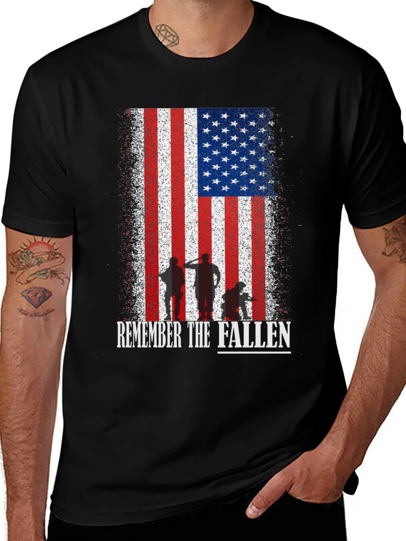 Remember The Fallen American Flag Graphic T-Shirt