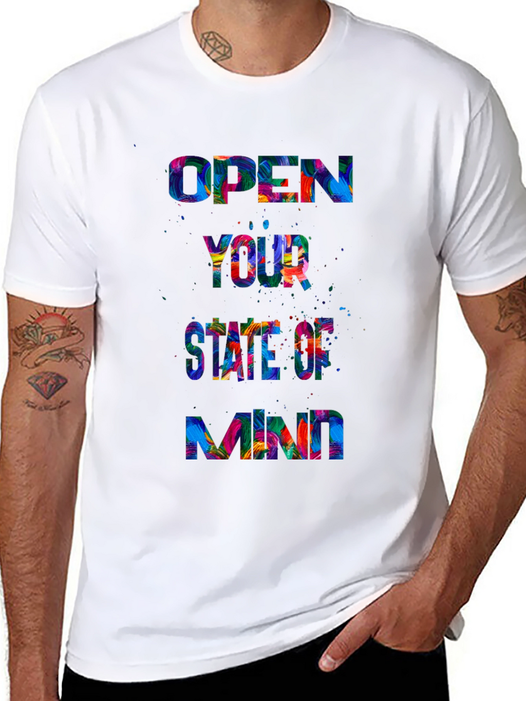 Open Mind Graphic Tee - Black Crewneck T-Shirt