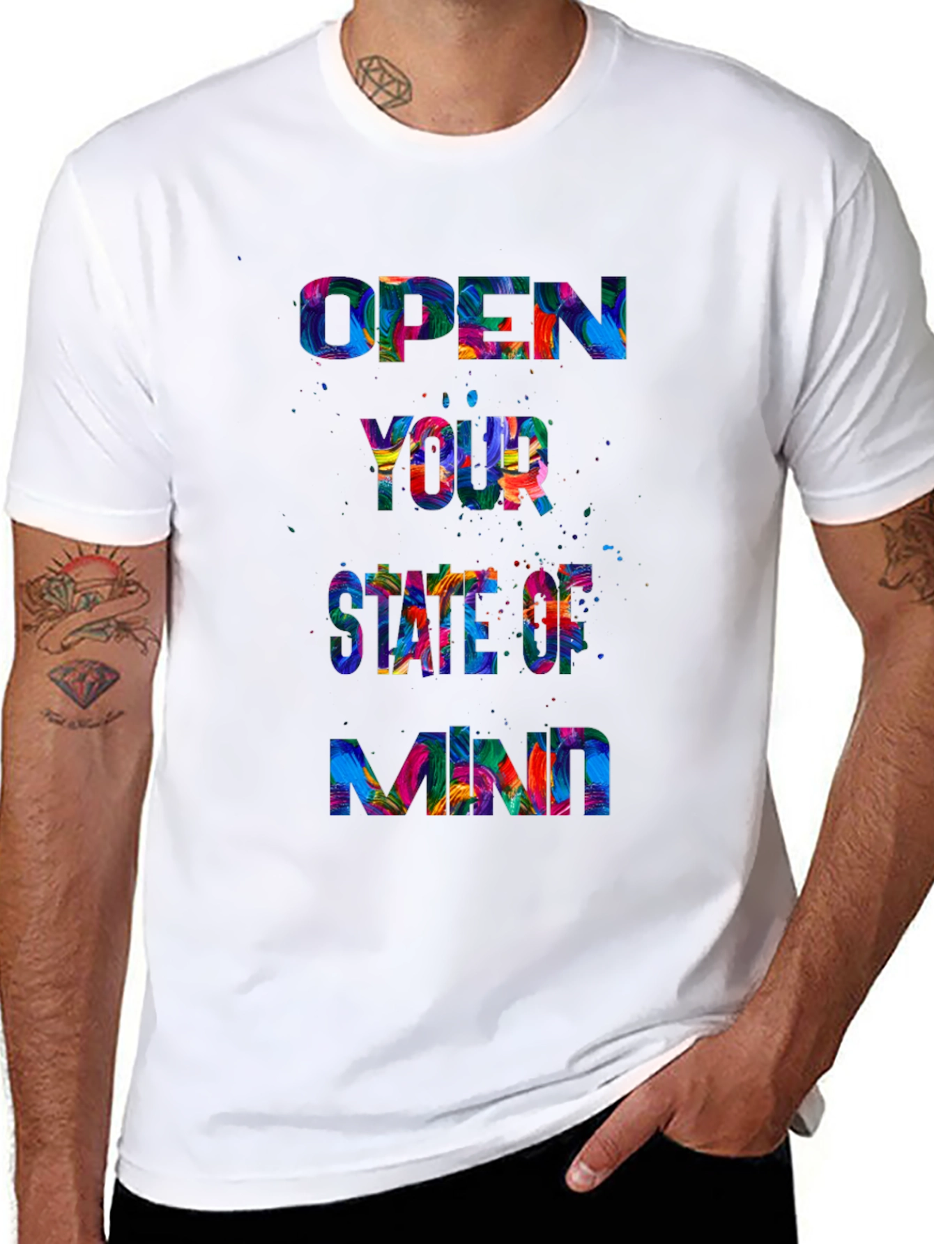 Open Mind Graphic Tee - Black Crewneck T-Shirt