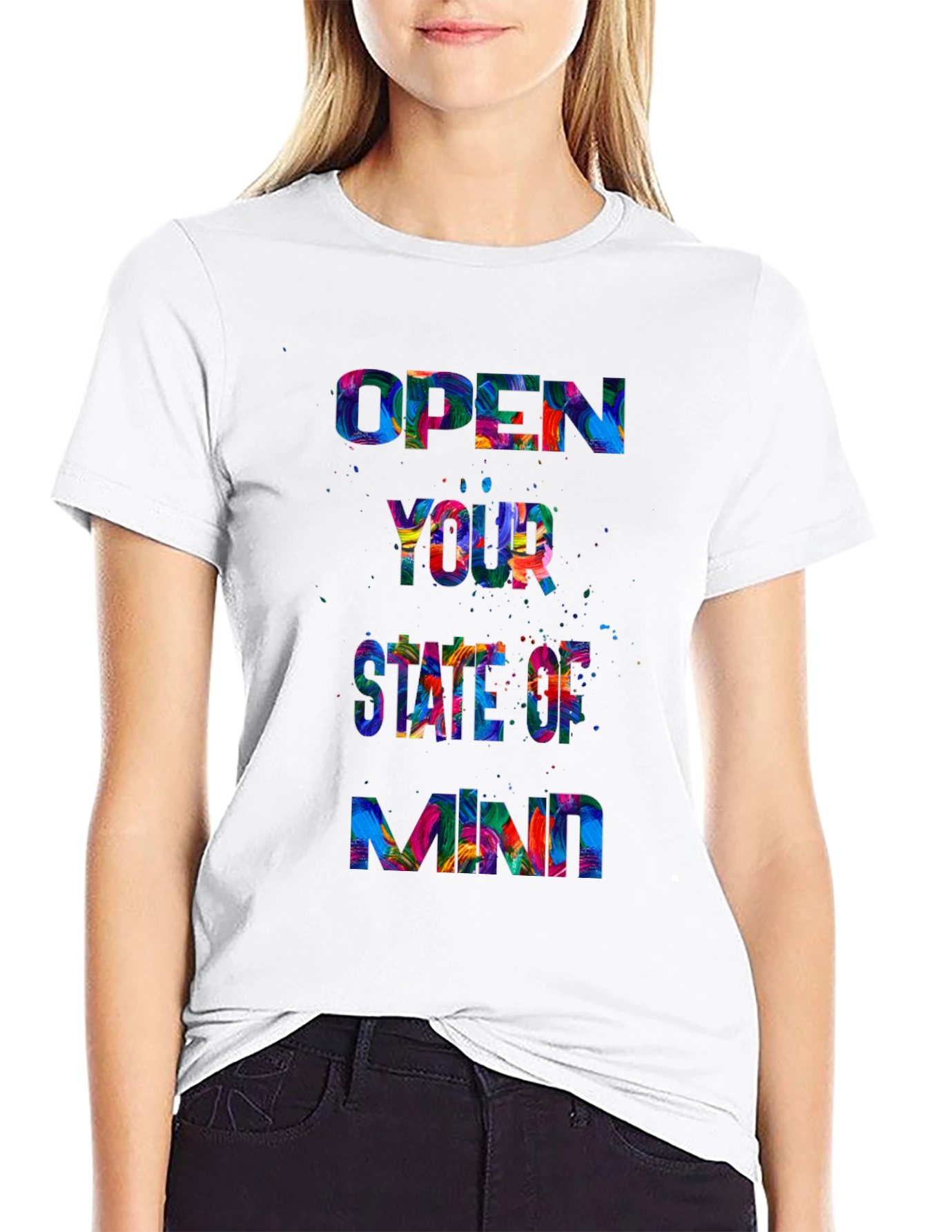 Open Mind Graphic Tee - Black Crewneck T-Shirt