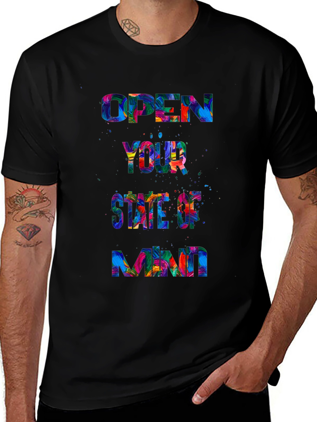 Open Mind Graphic Tee - Black Crewneck T-Shirt