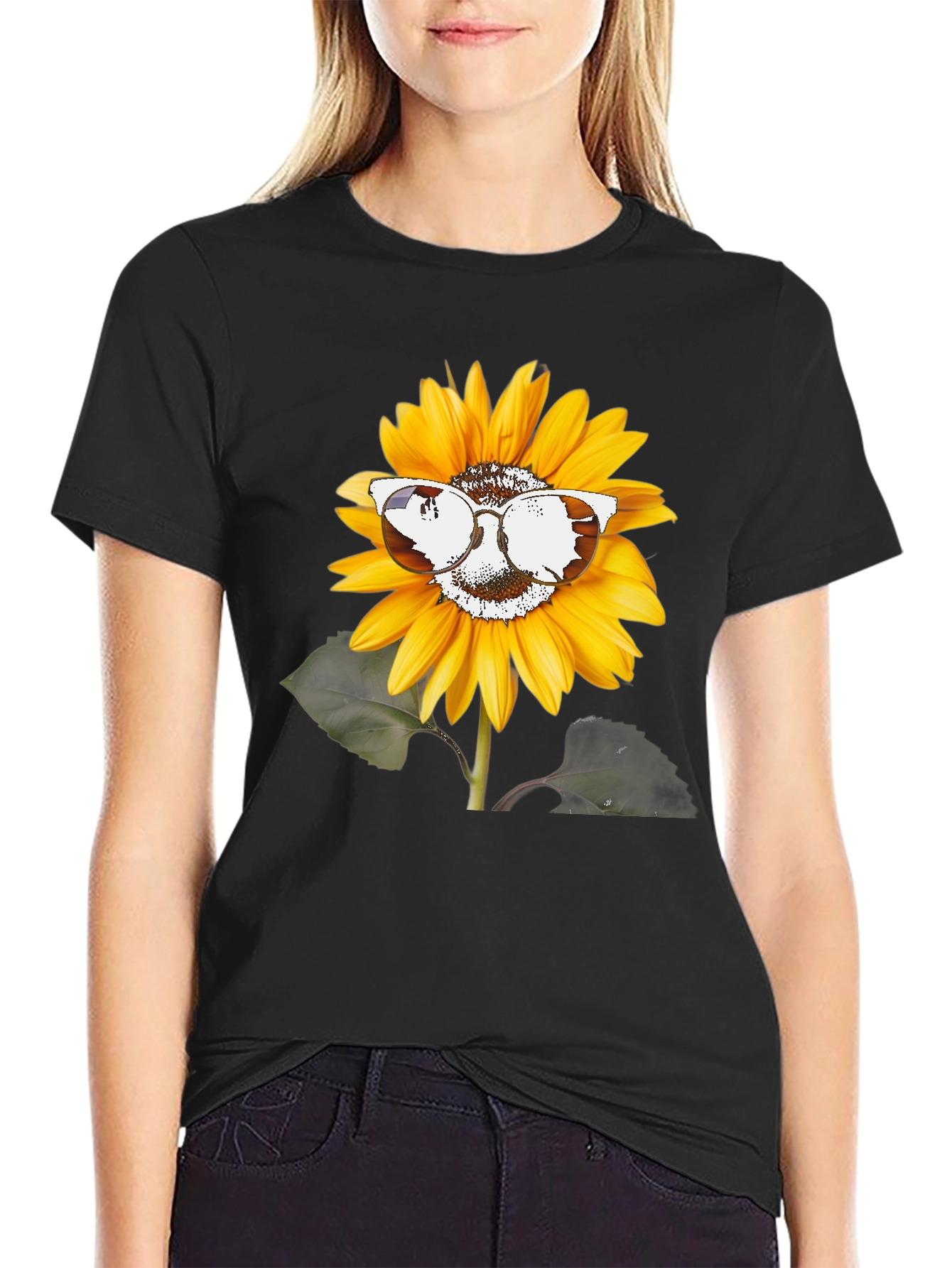 Sunflower Sunglasses Graphic Tee - Unisex Black T-Shirt