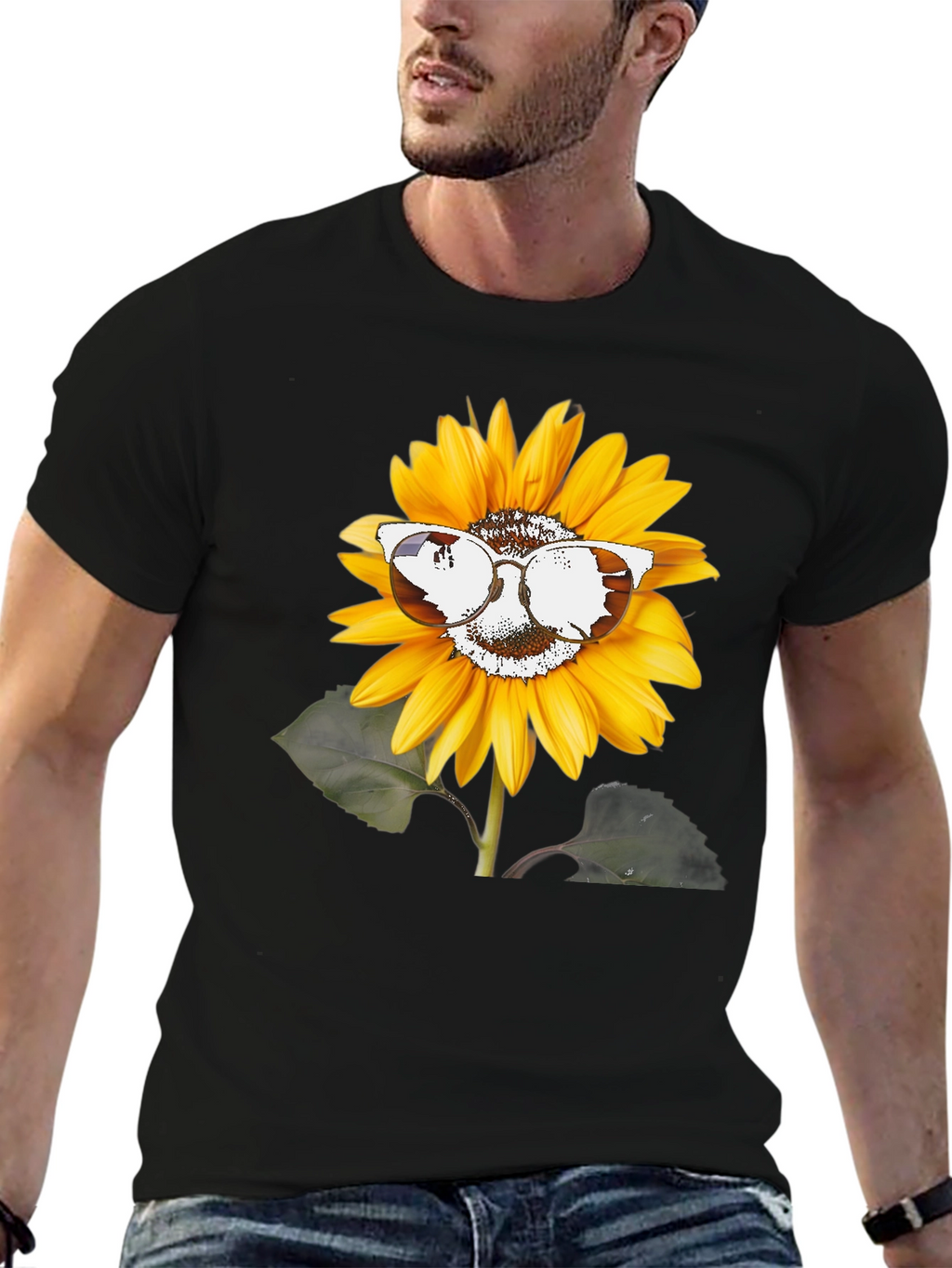 Sunflower Sunglasses Graphic Tee - Unisex Black T-Shirt