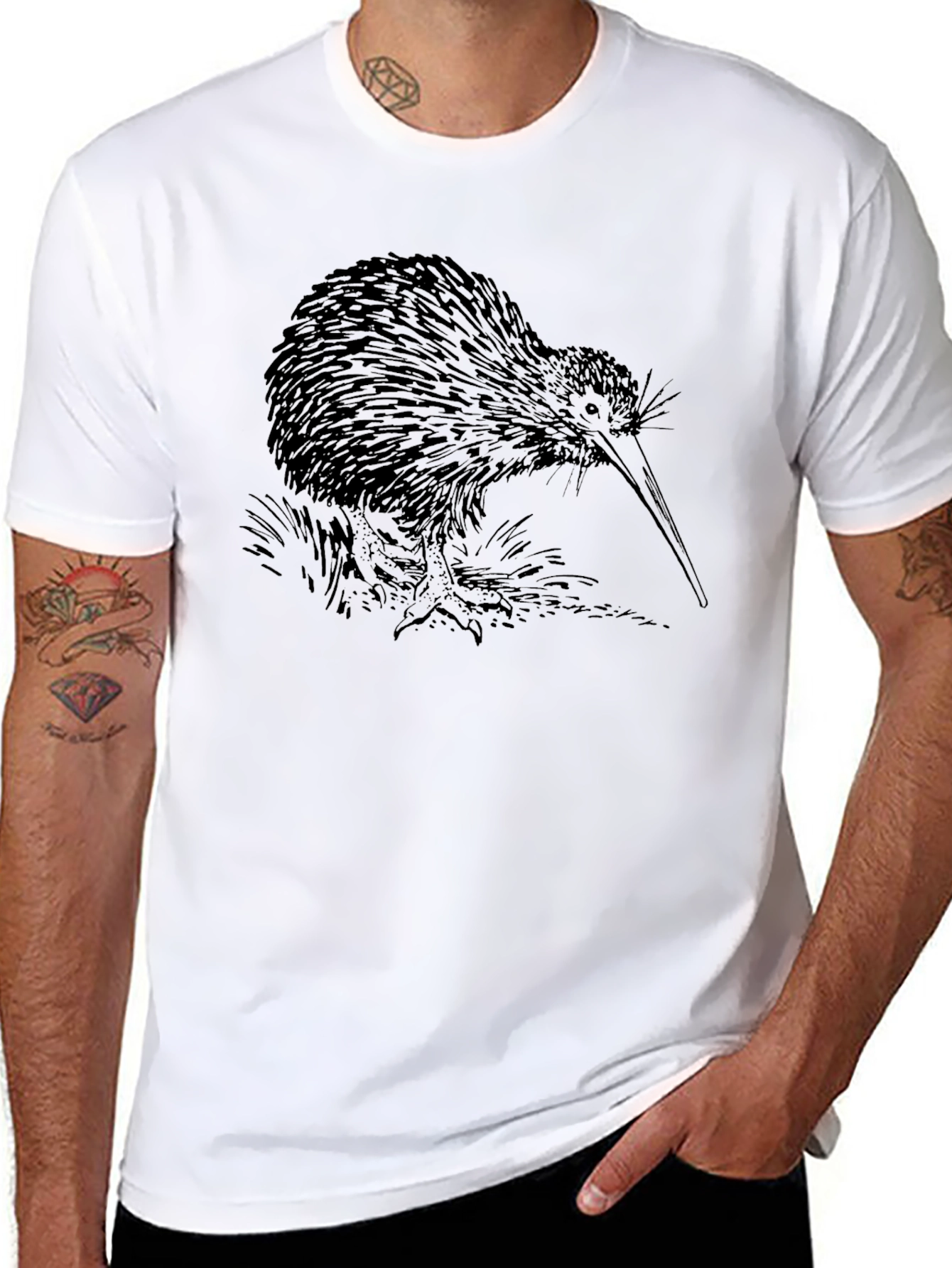 Kiwi Bird Graphic T-Shirt - Black
