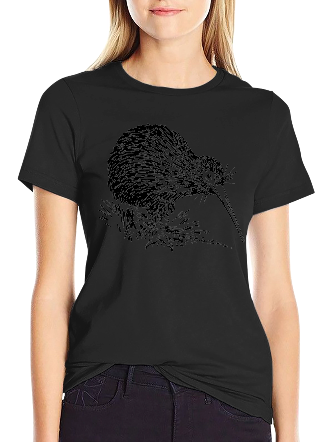 Kiwi Bird Graphic T-Shirt - Black