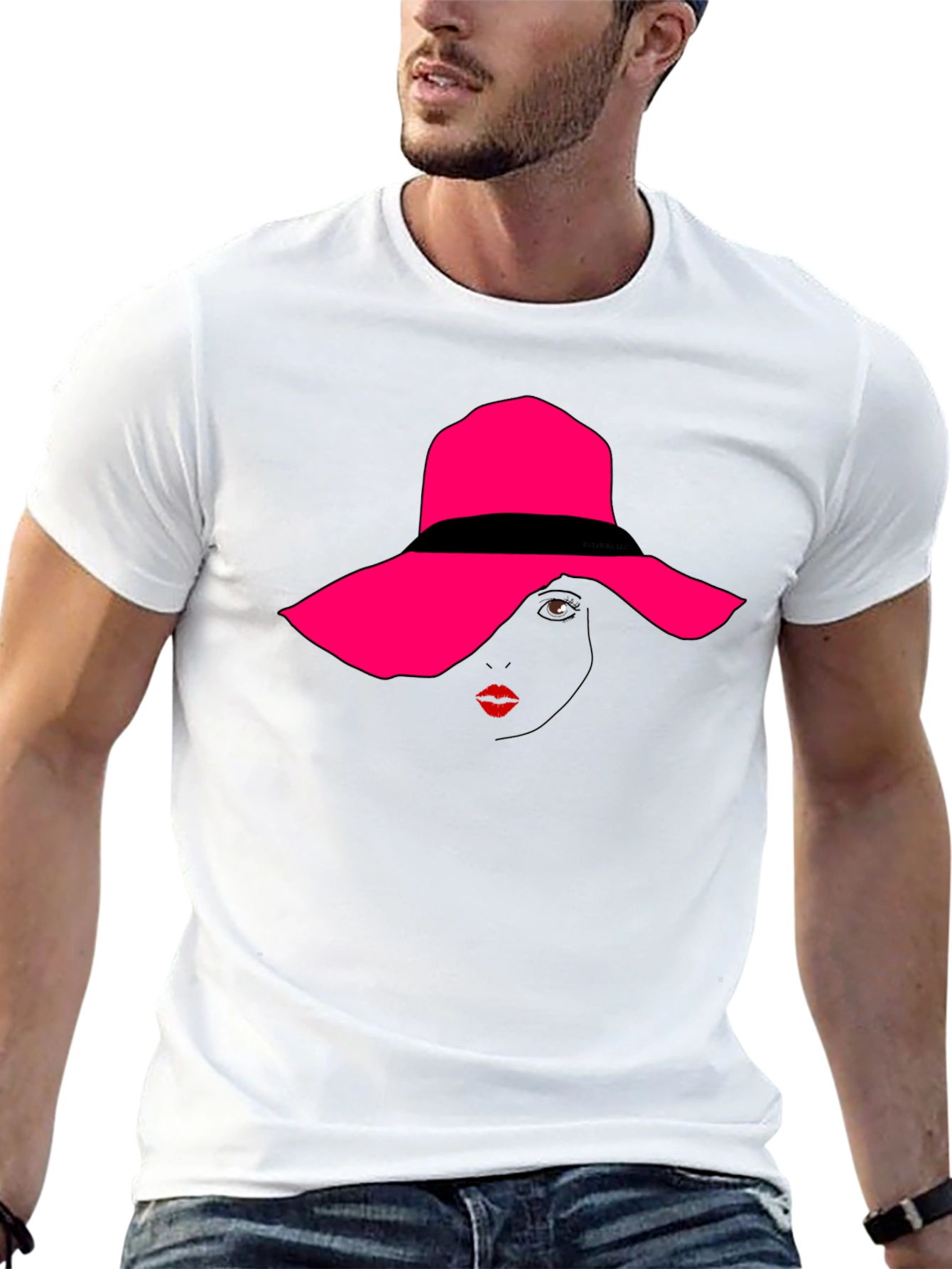 Stylish Woman in Hat Graphic T-Shirt