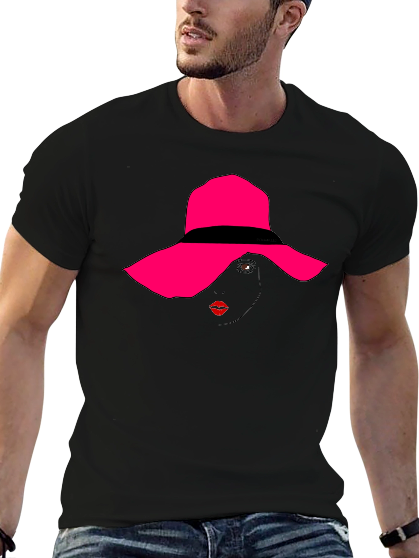 Stylish Woman in Hat Graphic T-Shirt