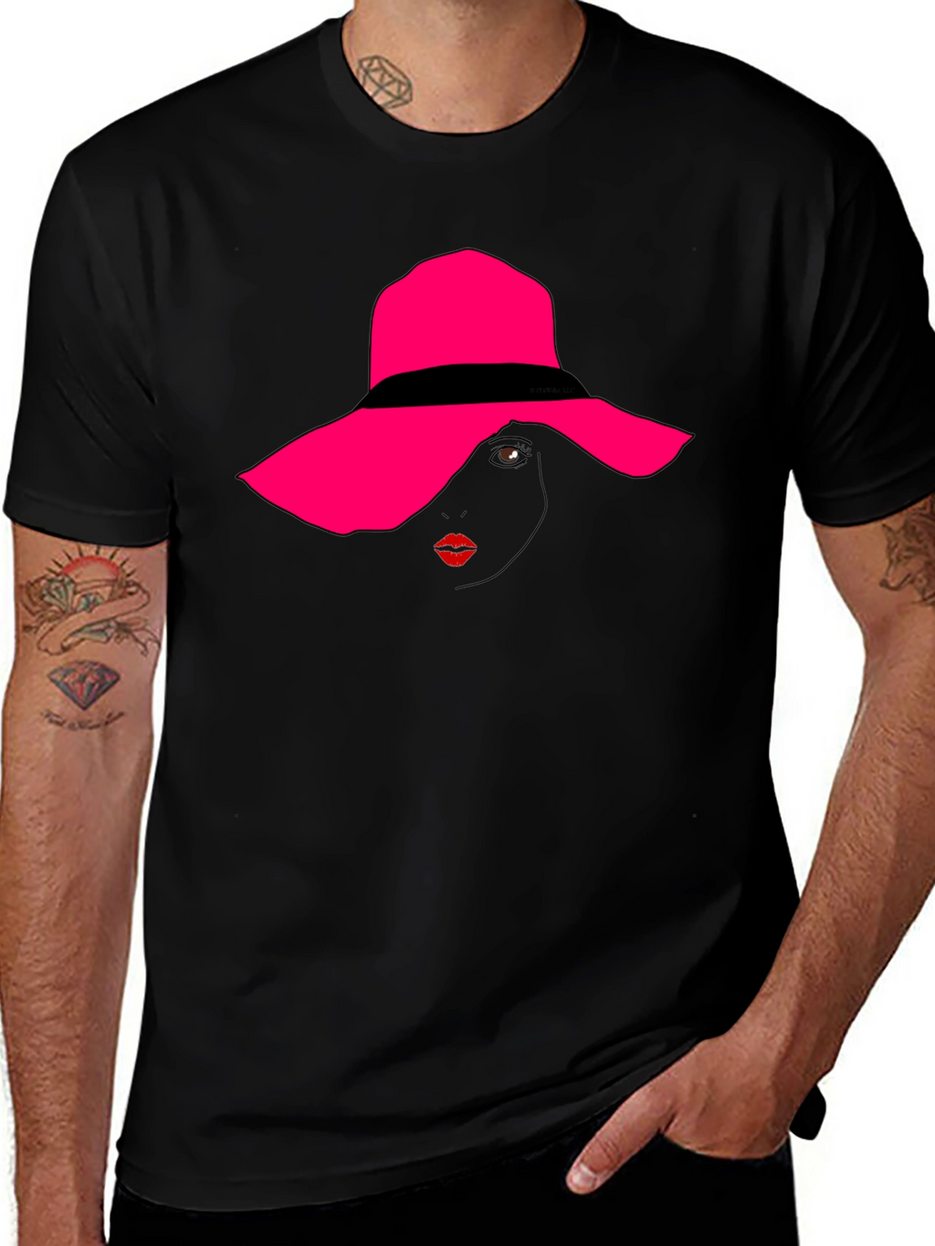 Stylish Woman in Hat Graphic T-Shirt