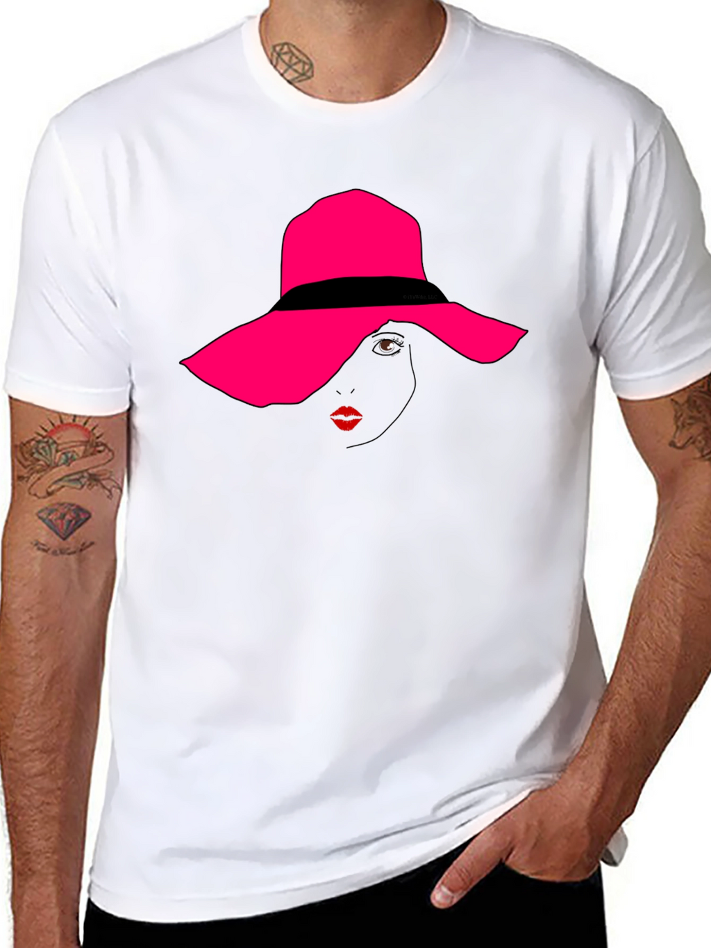 Stylish Woman in Hat Graphic T-Shirt