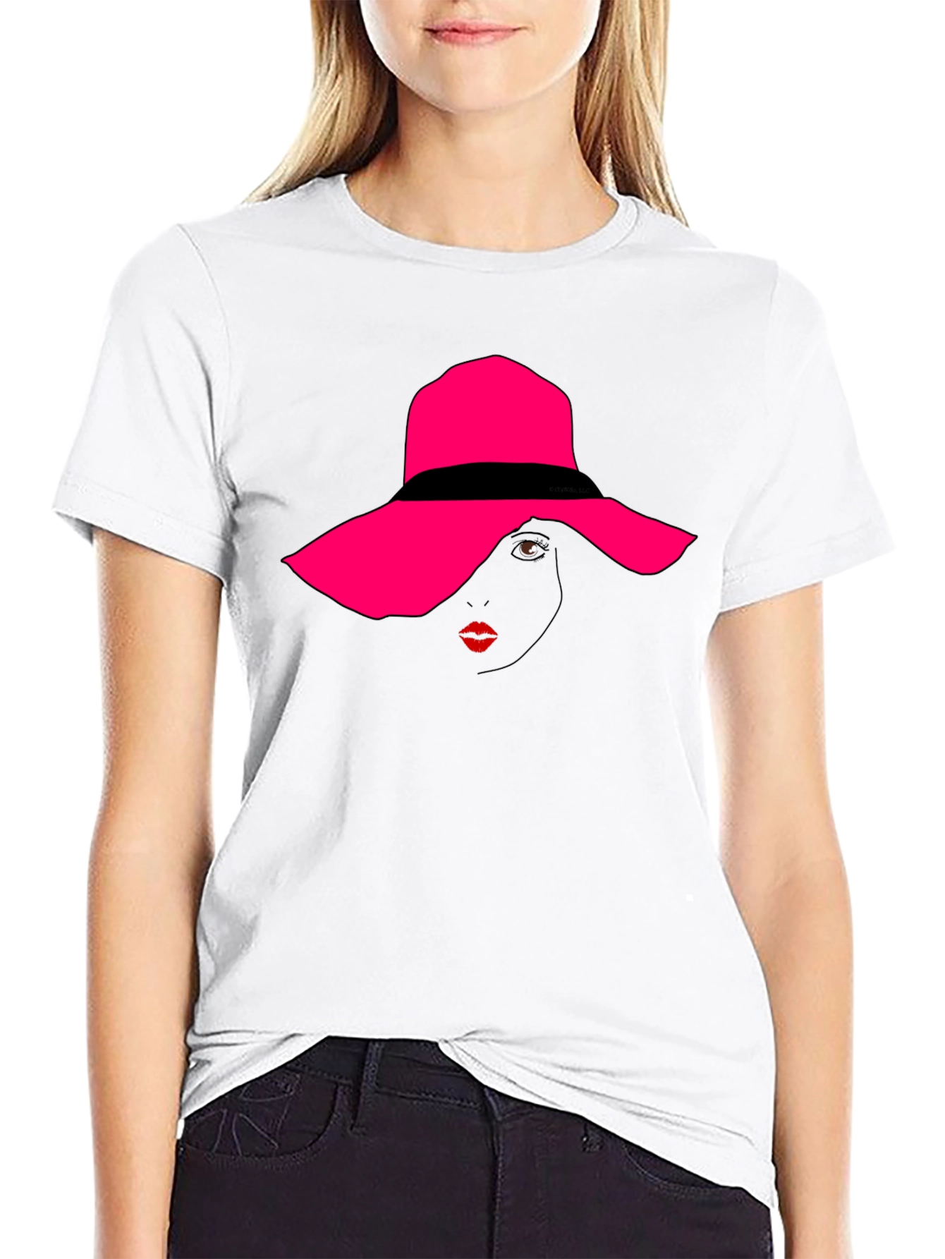Stylish Woman in Hat Graphic T-Shirt