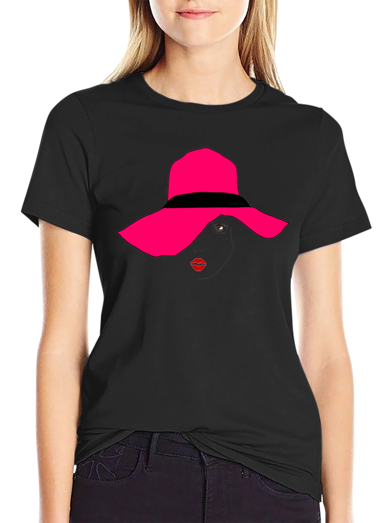 Stylish Woman in Hat Graphic T-Shirt