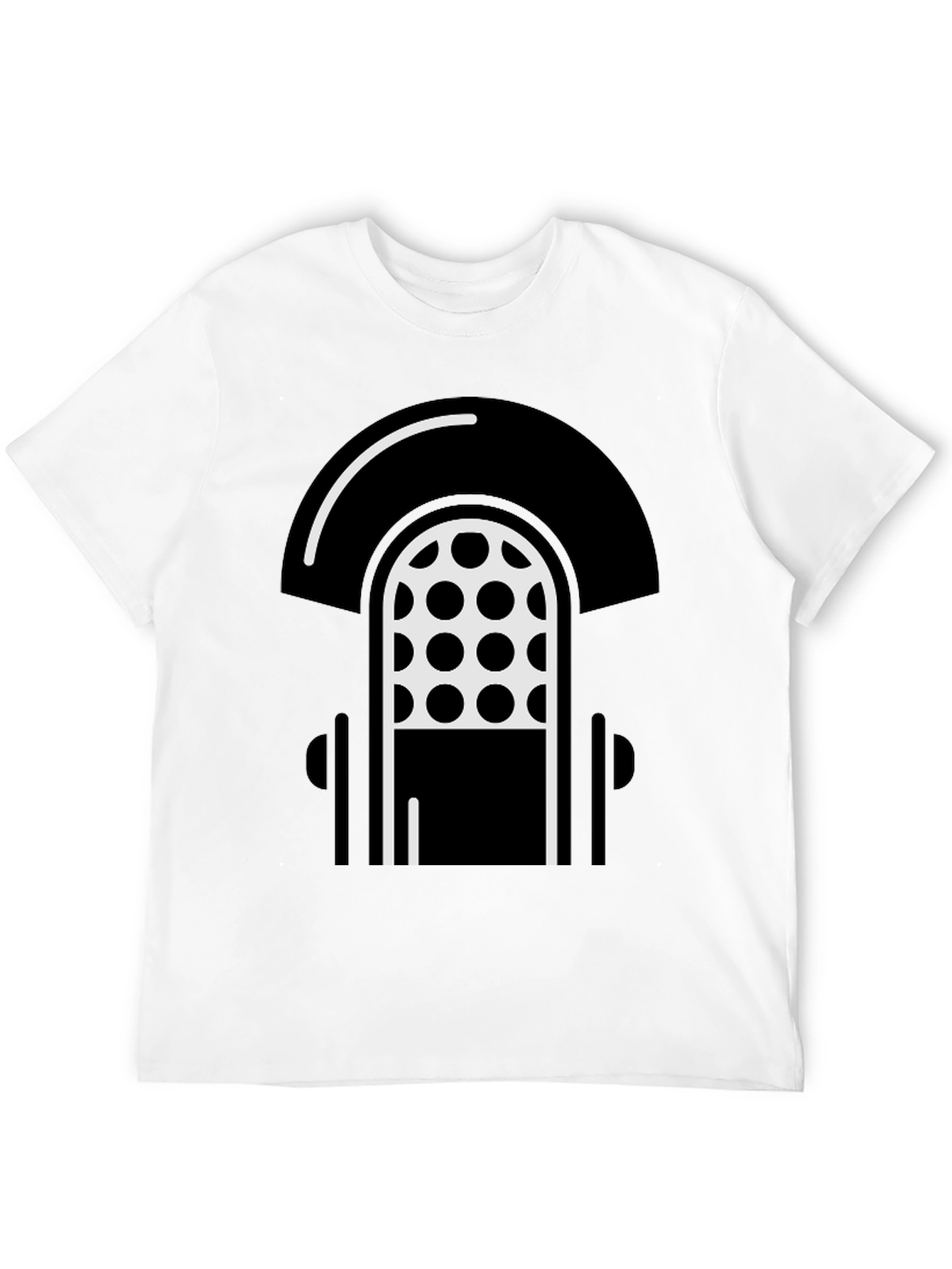 Retro Microphone Graphic T-Shirt - Black