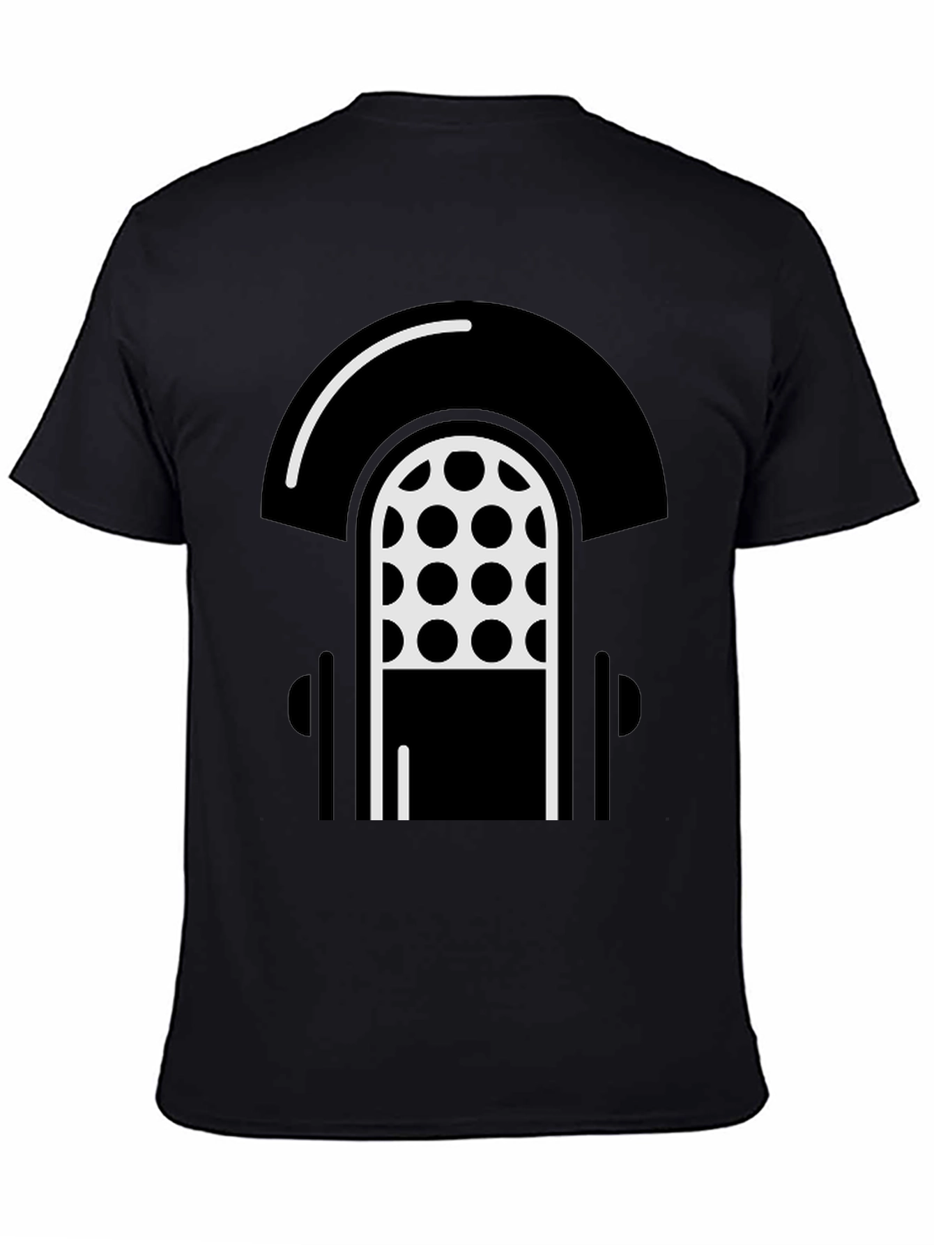 Retro Microphone Graphic T-Shirt - Black