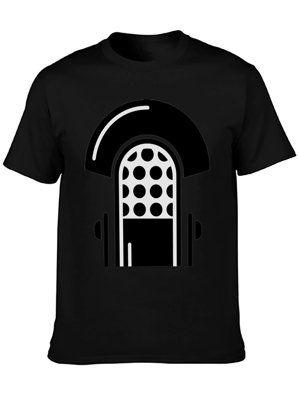 Retro Microphone Graphic T-Shirt - Black