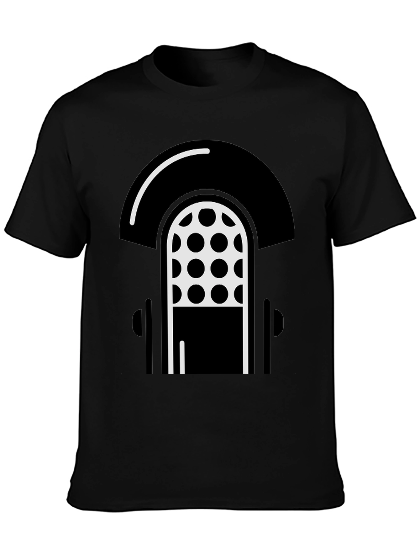 Retro Microphone Graphic T-Shirt - Black