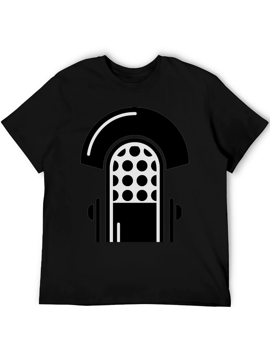 Retro Microphone Graphic T-Shirt - Black