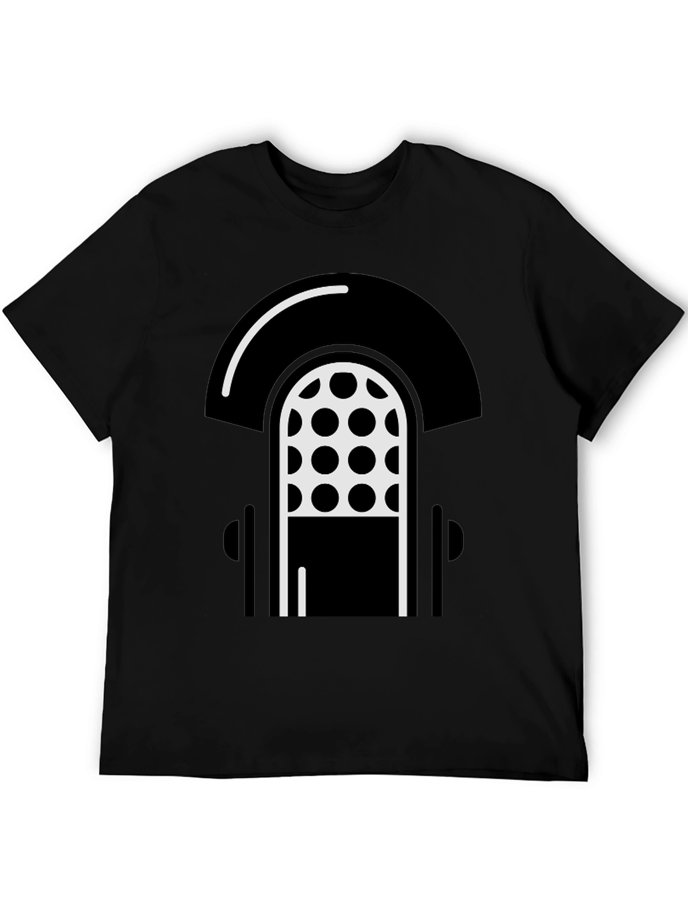 Retro Microphone Graphic T-Shirt - Black