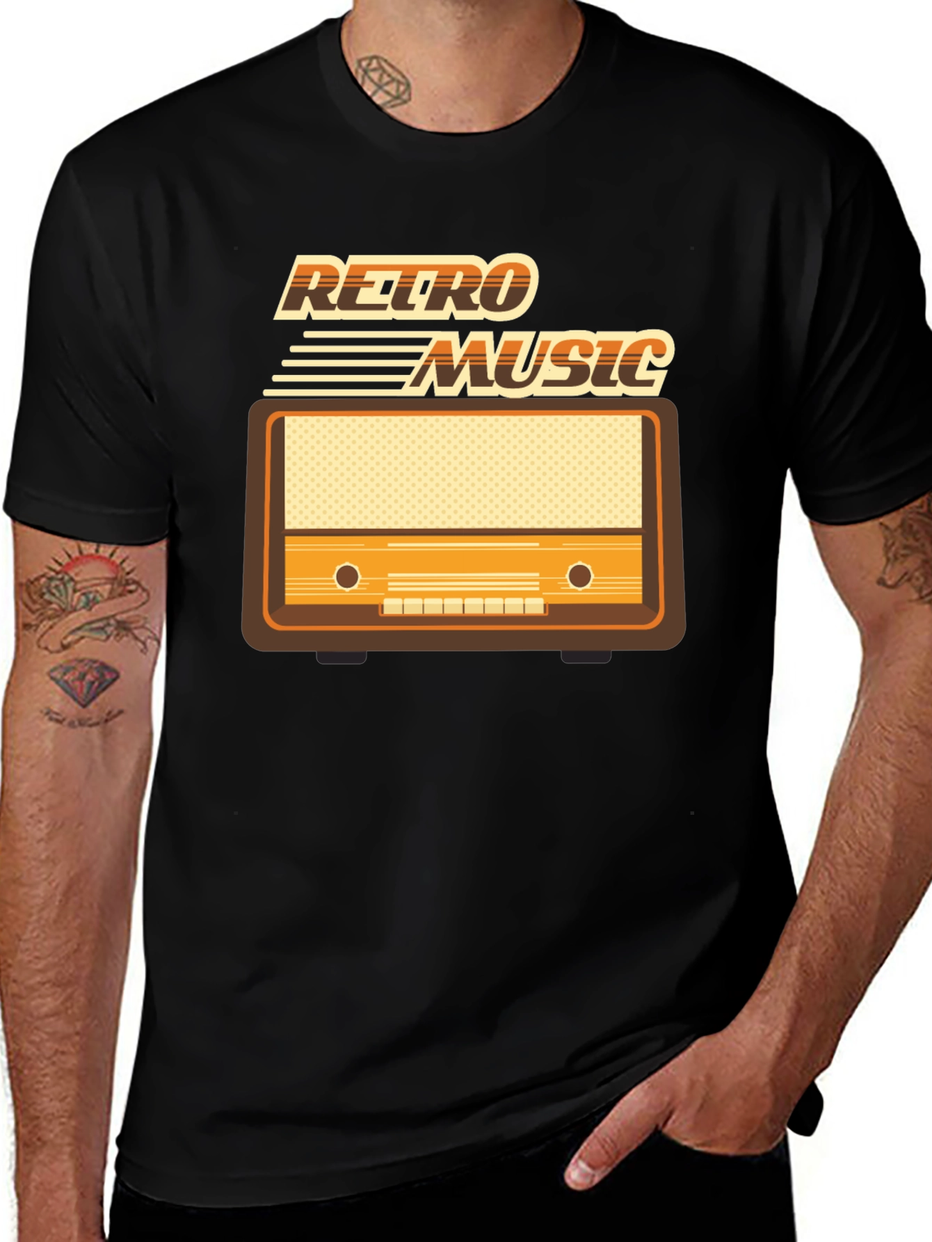 Retro Music Graphic T-Shirt - Vintage Radio Design