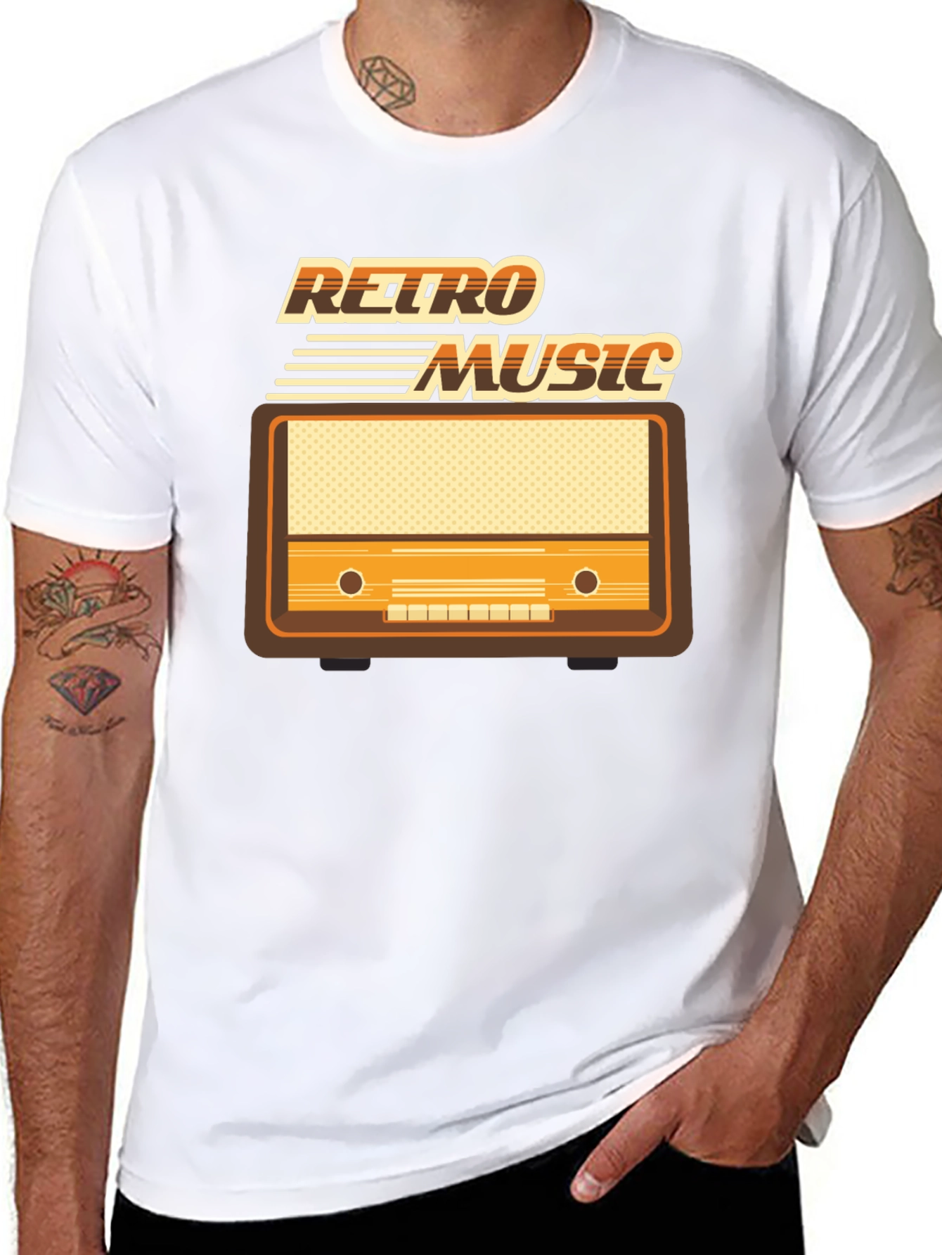 Retro Music Graphic T-Shirt - Vintage Radio Design