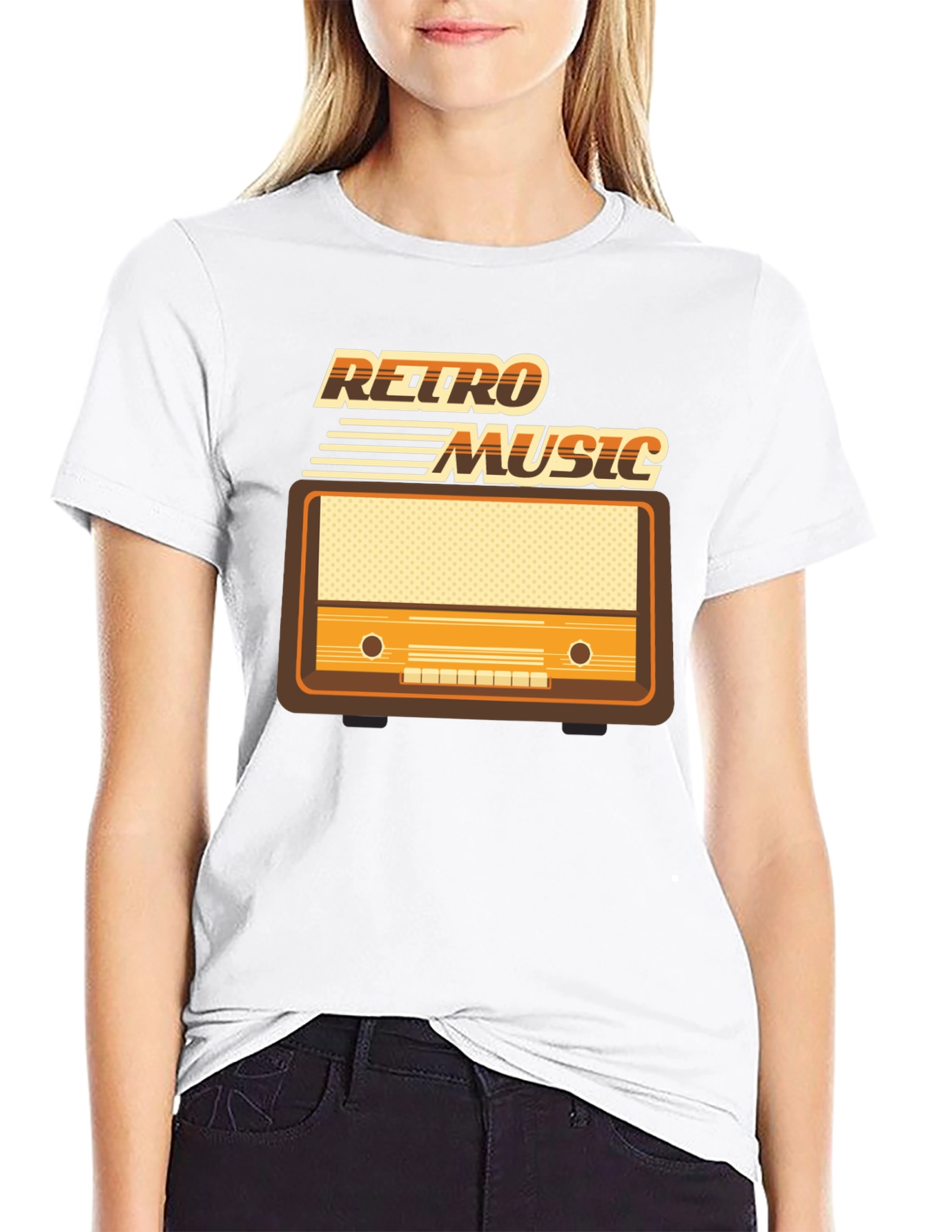 Retro Music Graphic T-Shirt - Vintage Radio Design