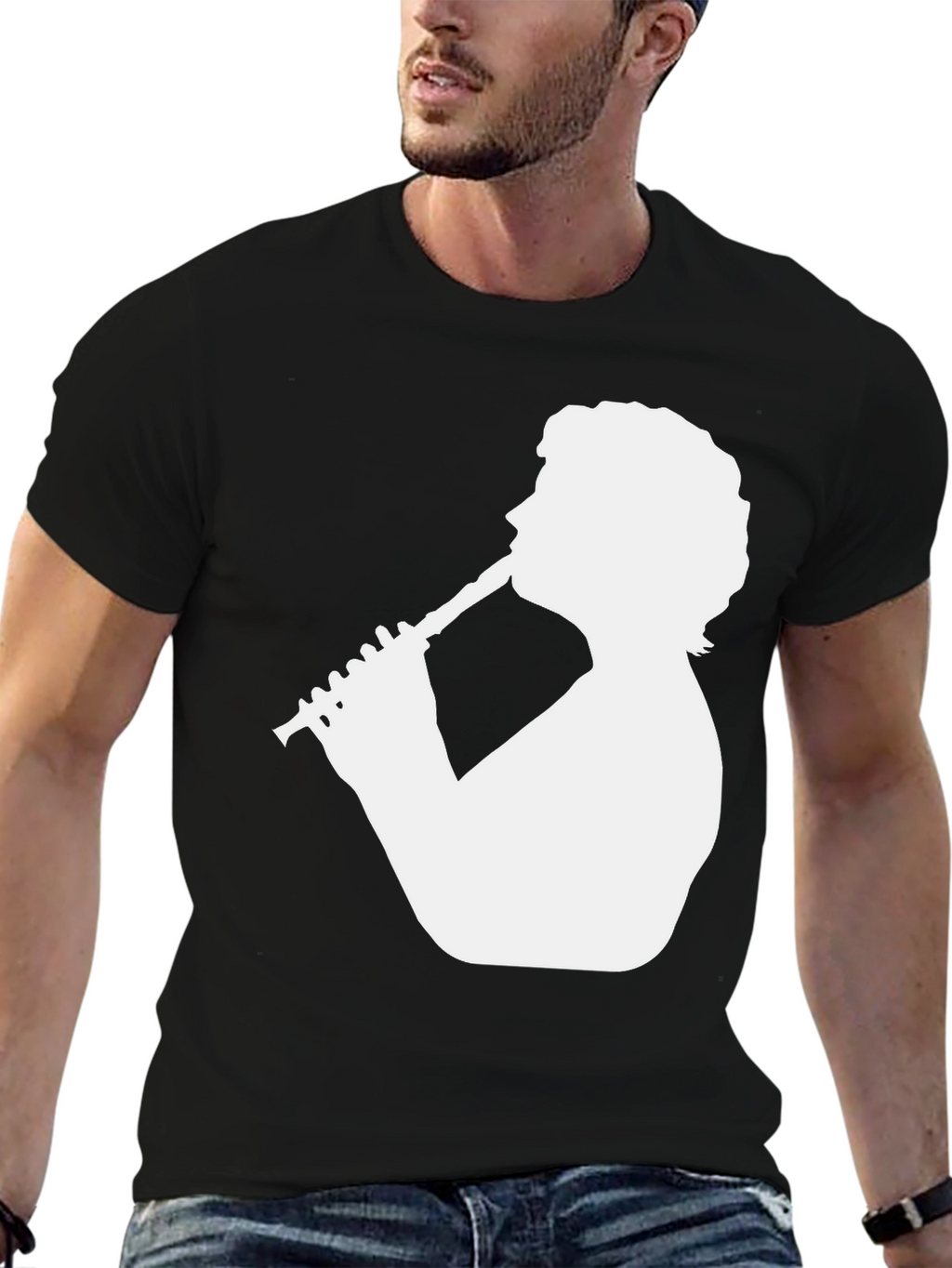 Clarinet Player Graphic Tee - Black Cotton T-Shirt