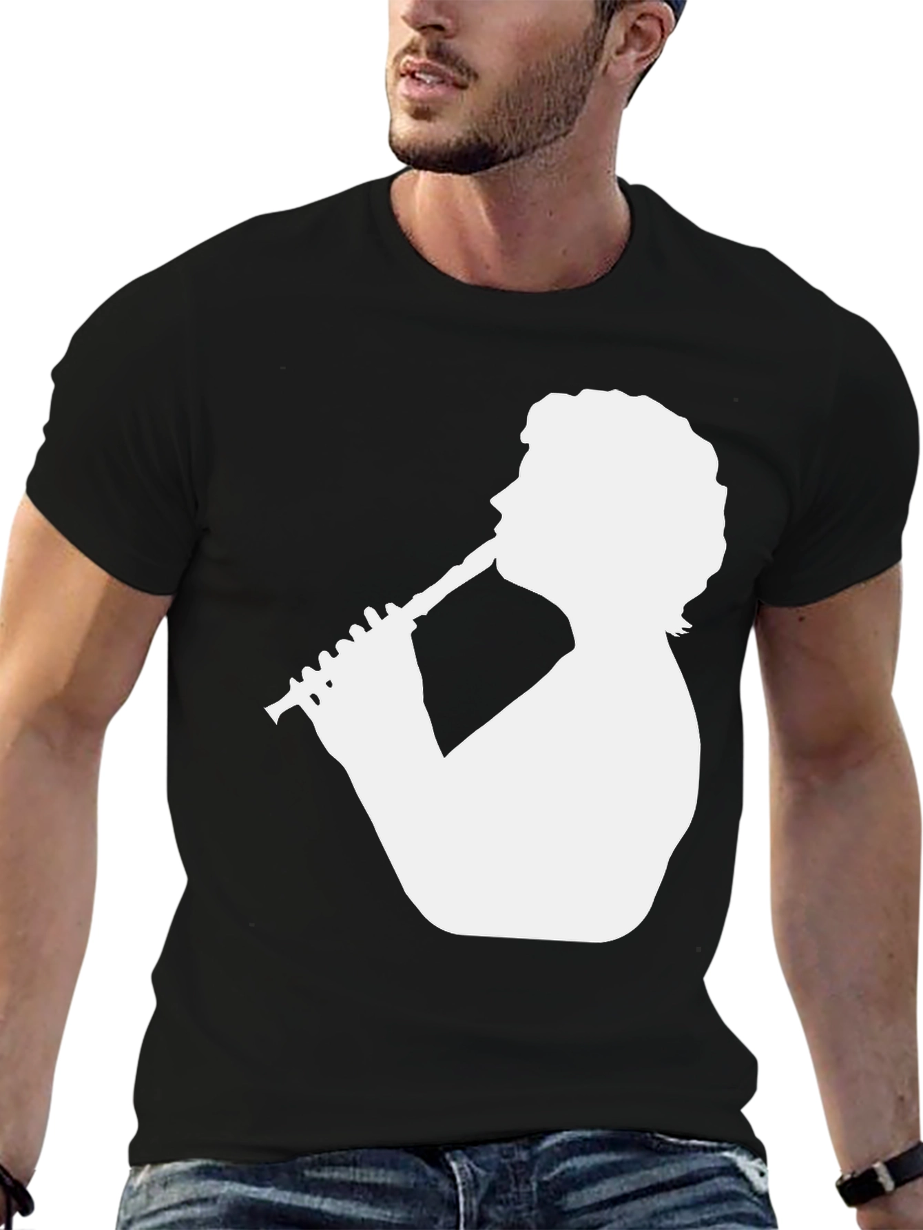 Clarinet Player Graphic Tee - Black Cotton T-Shirt