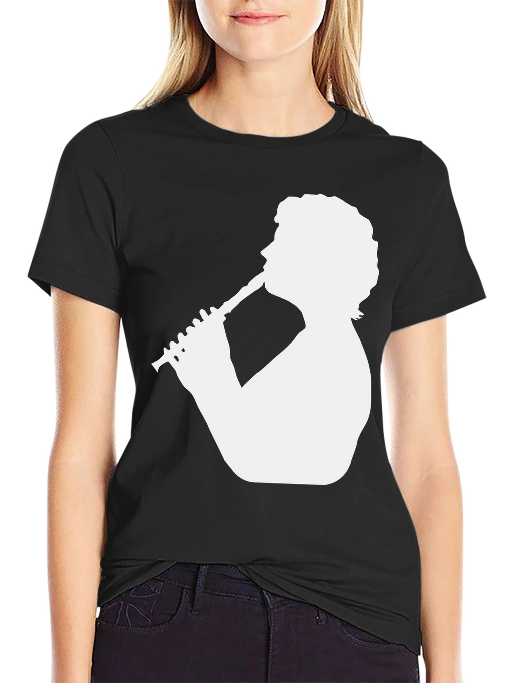 Clarinet Player Graphic Tee - Black Cotton T-Shirt
