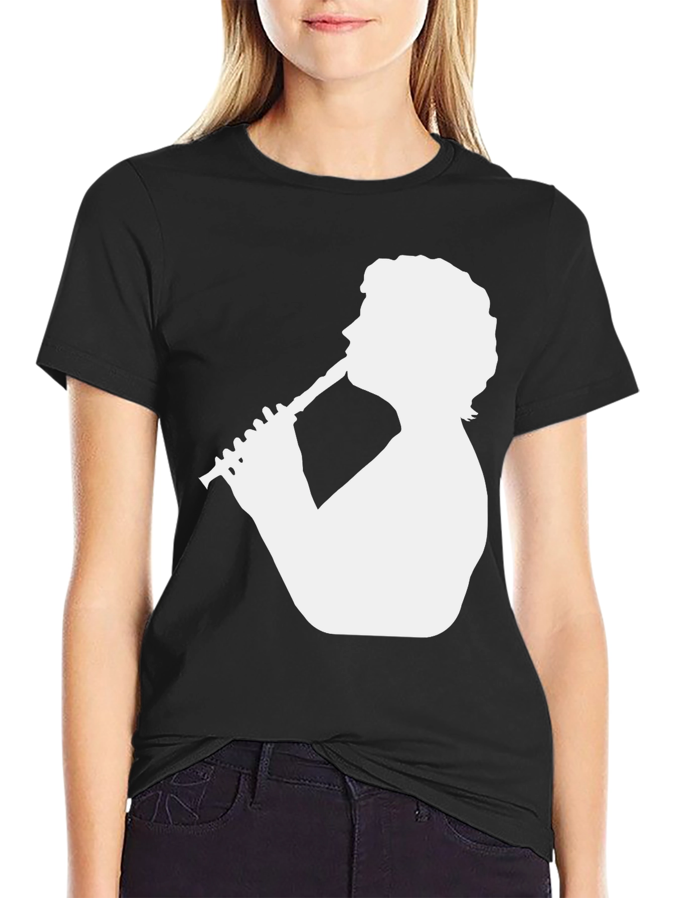 Clarinet Player Graphic Tee - Black Cotton T-Shirt