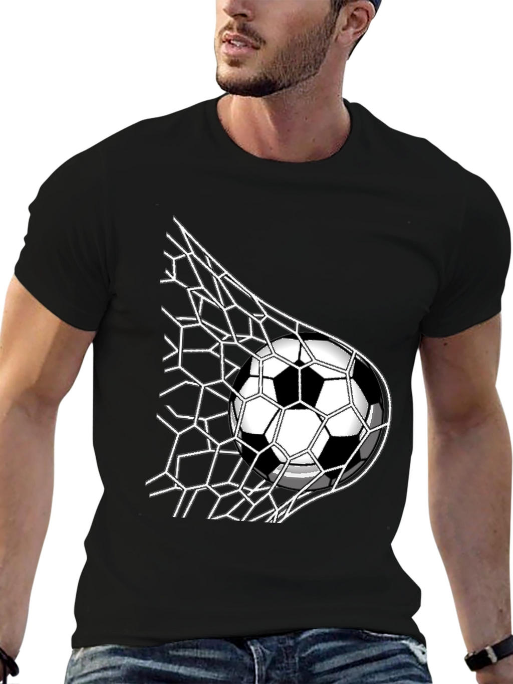 Soccer Goal T-Shirt - Black - Sporty Design