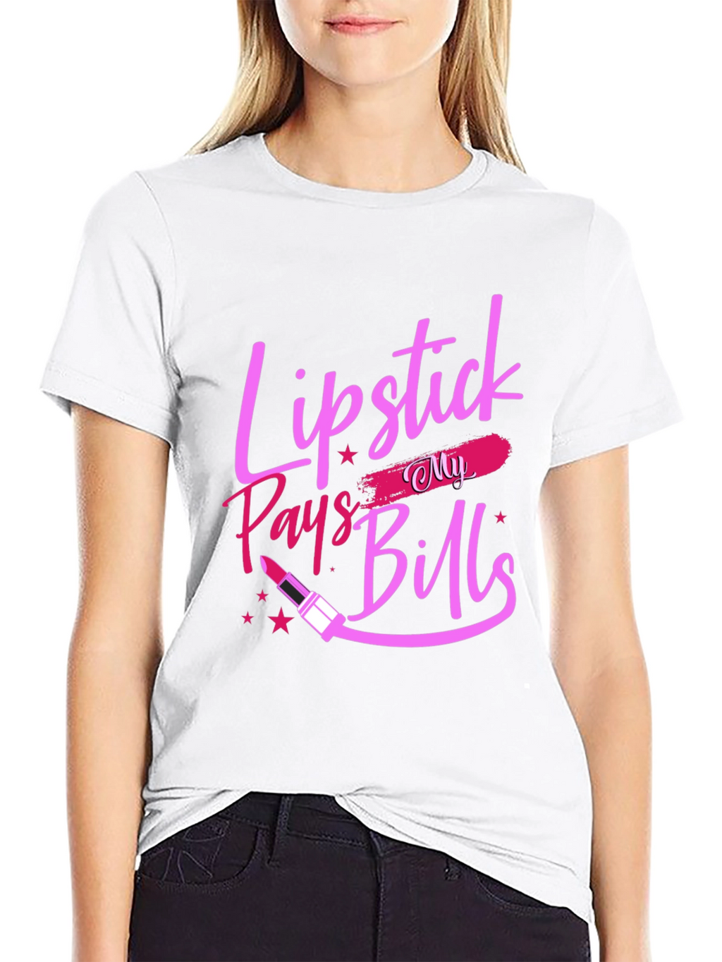 Lipstick Pays My Bills Black T-Shirt