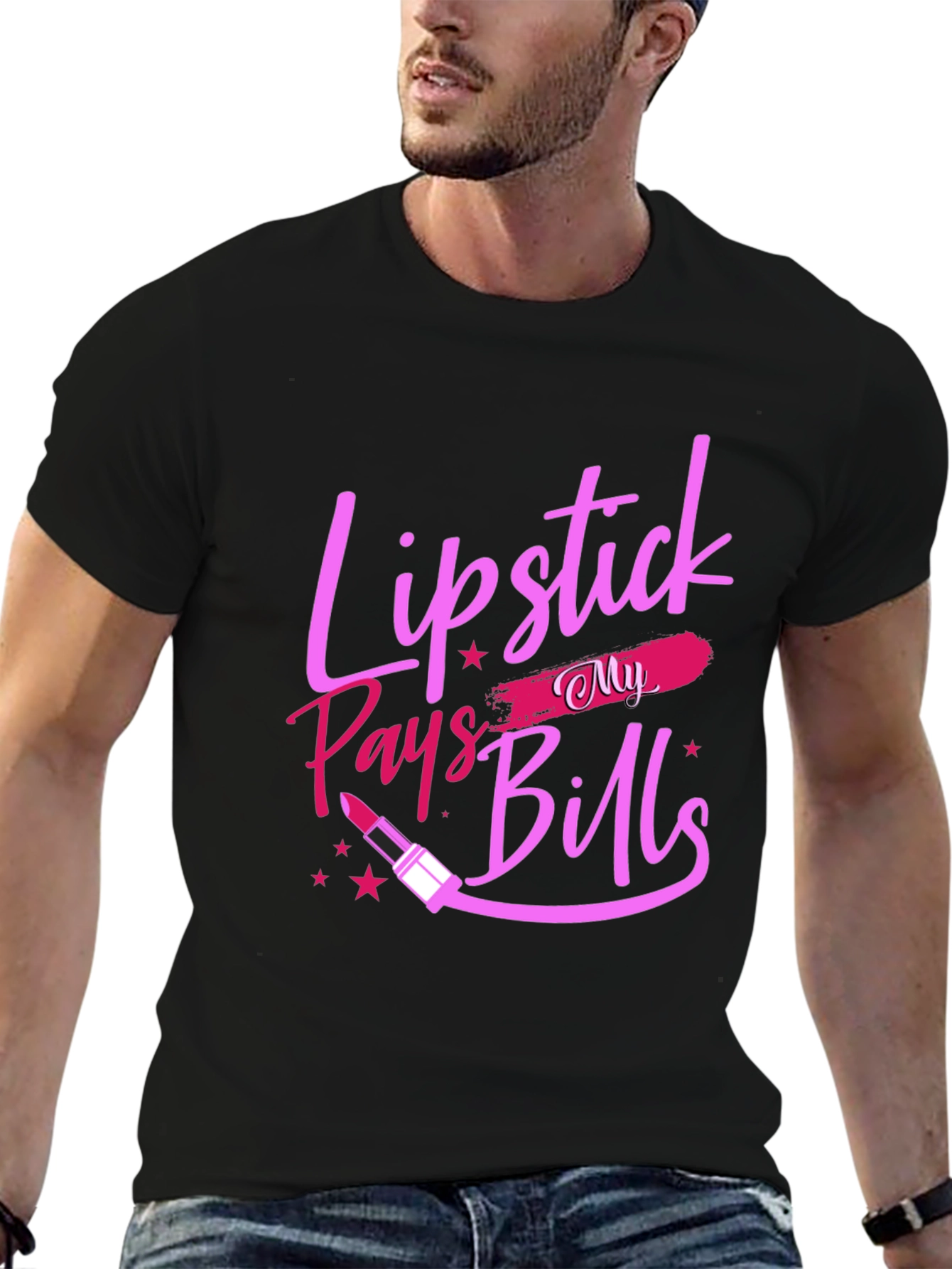 Lipstick Pays My Bills Black T-Shirt