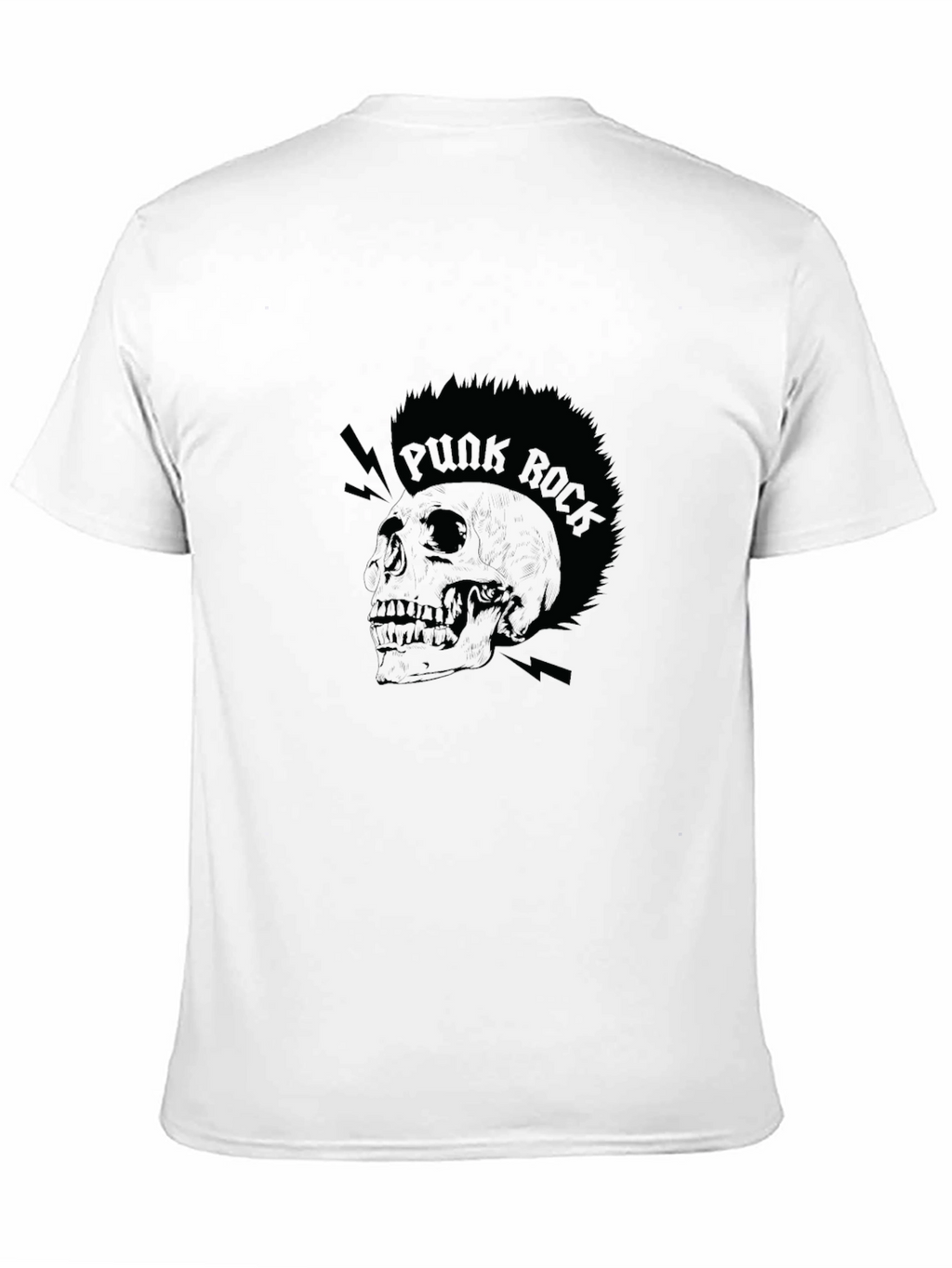 Punk Rock Skull Graphic Tee - Black Cotton T-Shirt